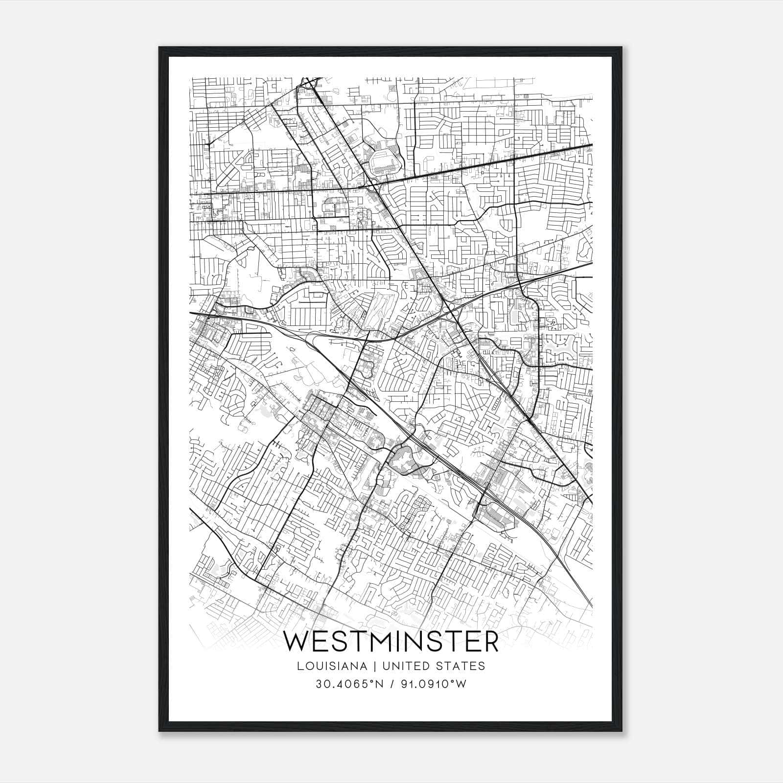 Westminster Louisiana Map Poster, Modern Home Decor Wall Art Print Westminster Louisiana Map Poster, Modern Home Decor Wall Art Print