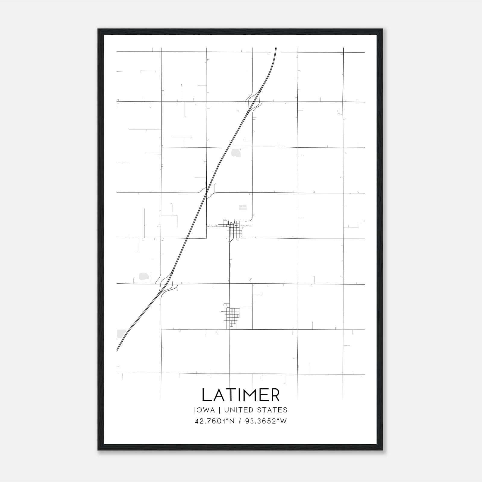 Latimer Iowa Map Poster, Modern Home Decor Wall Art Print Latimer Iowa Map Poster, Modern Home Decor Wall Art Print