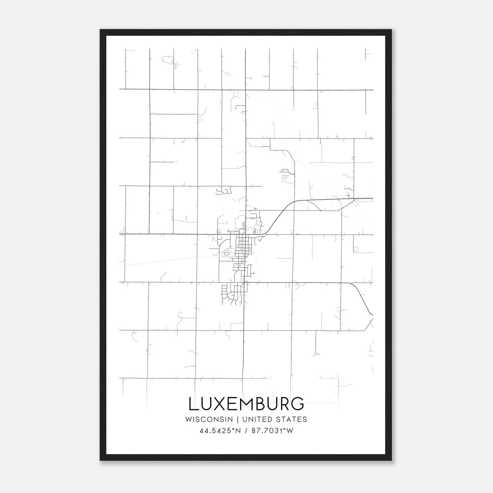 Luxemburg Wisconsin Map Poster, Modern Home Decor Wall Art Print Luxemburg Wisconsin Map Poster, Modern Home Decor Wall Art Print