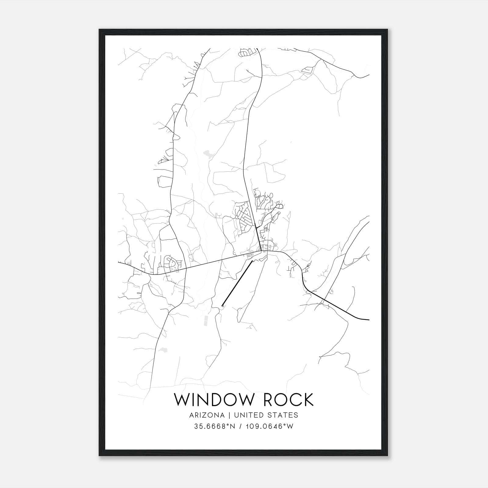 Window Rock Arizona Map Poster, Modern Home Decor Wall Art Print Window Rock Arizona Map Poster, Modern Home Decor Wall Art Print