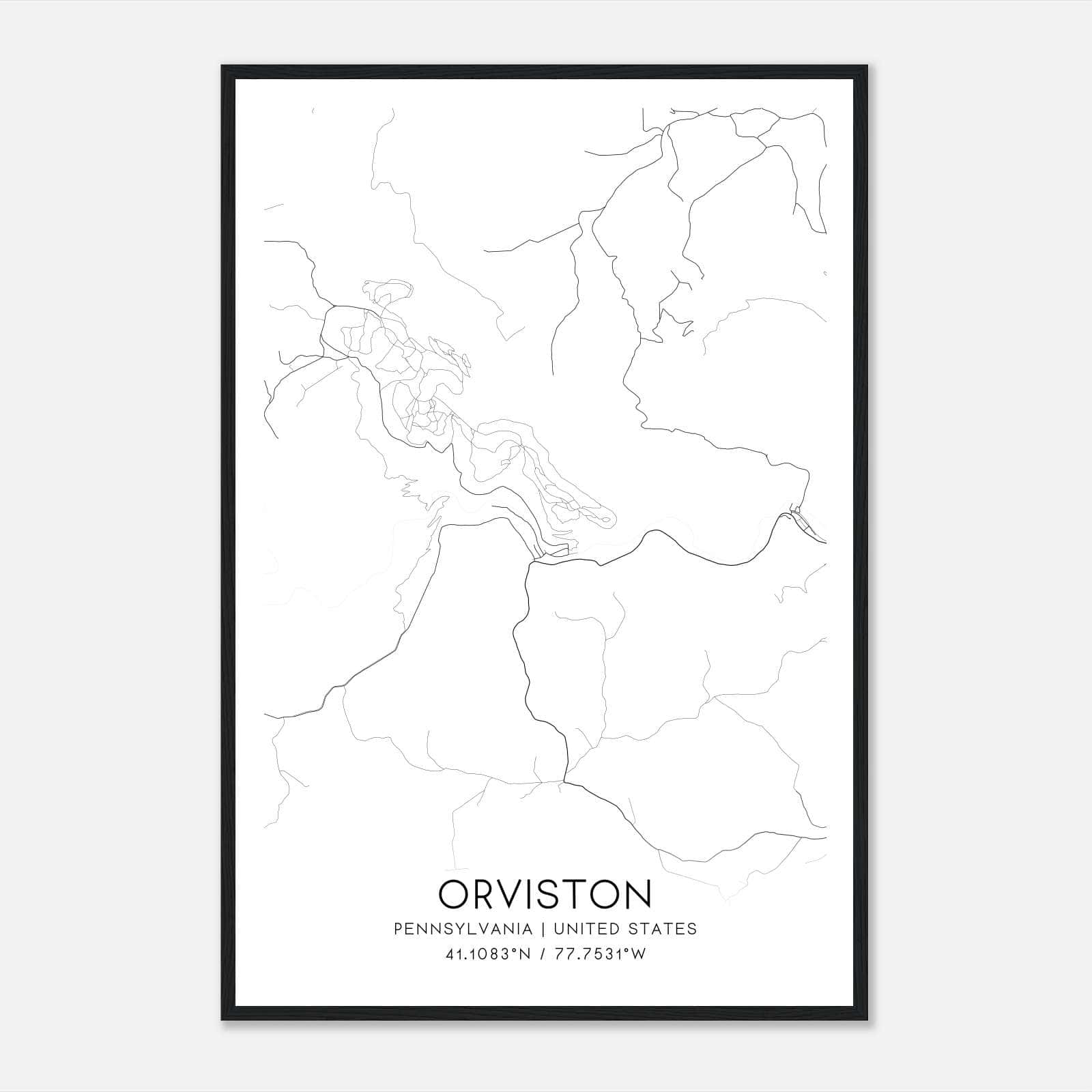 Orviston Pennsylvania Map Poster, Modern Home Decor Wall Art Print Orviston Pennsylvania Map Poster, Modern Home Decor Wall Art Print