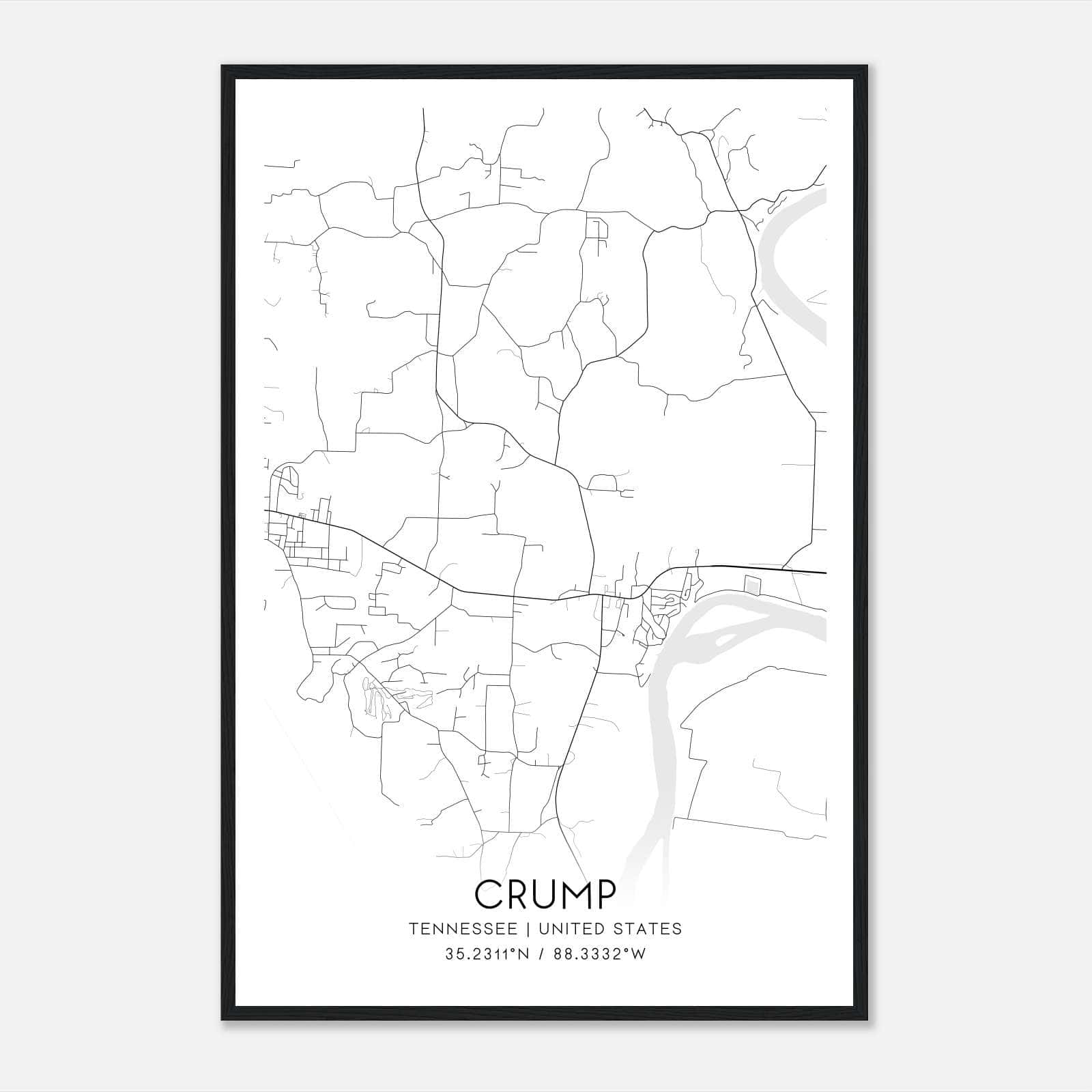 Crump Tennessee Map Poster, Modern Home Decor Wall Art Print Crump Tennessee Map Poster, Modern Home Decor Wall Art Print