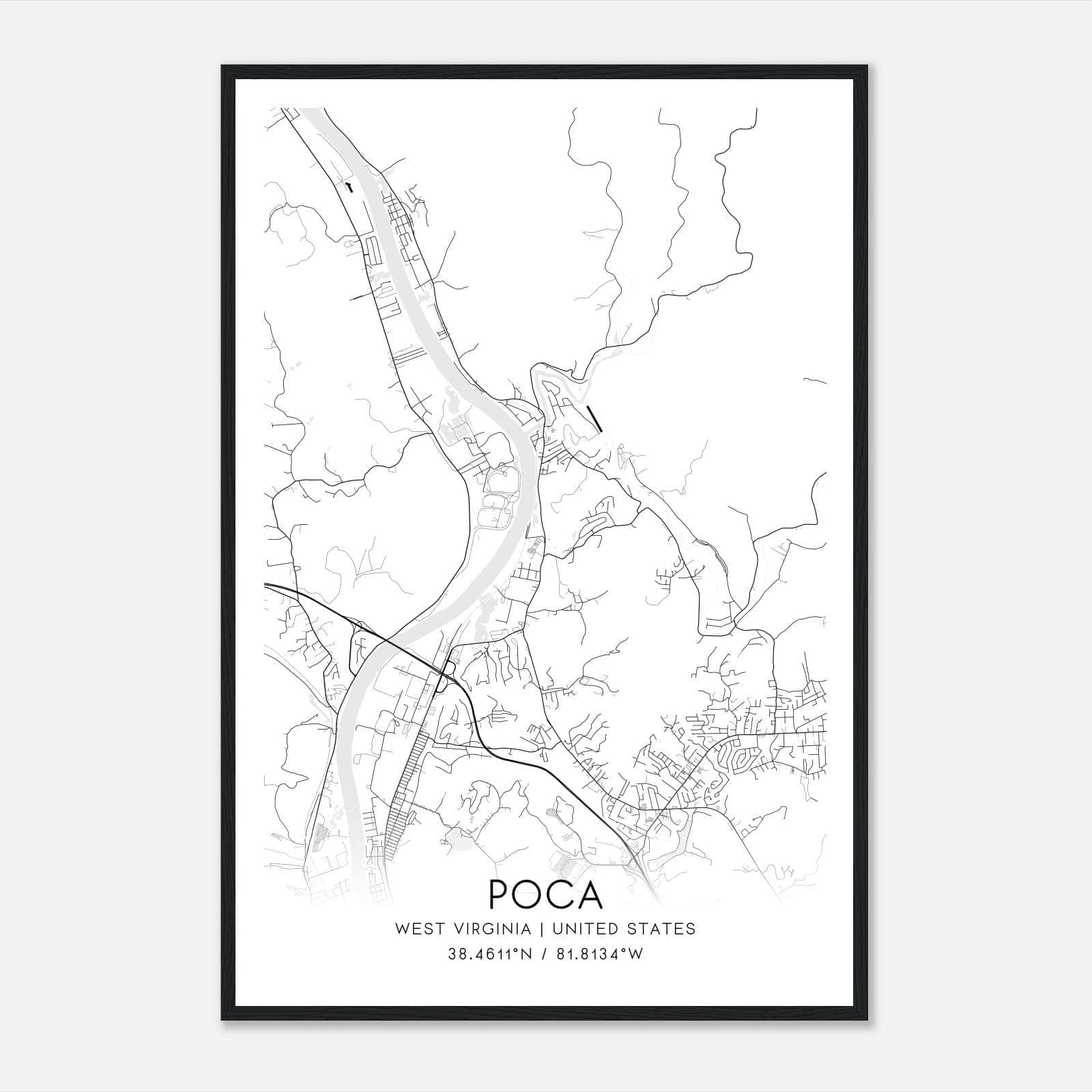 Poca West Virginia Map Poster, Modern Home Decor Wall Art Print Poca West Virginia Map Poster, Modern Home Decor Wall Art Print