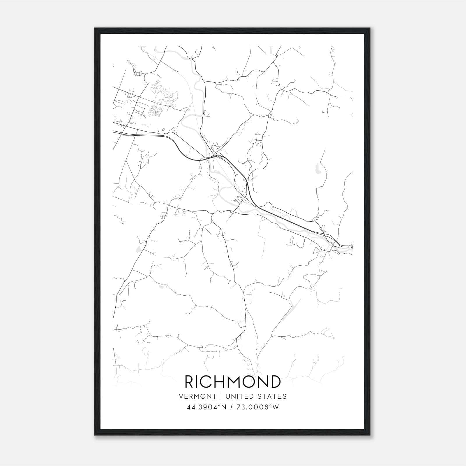 Richmond Vermont Map Poster, Modern Home Decor Wall Art Print Richmond Vermont Map Poster, Modern Home Decor Wall Art Print