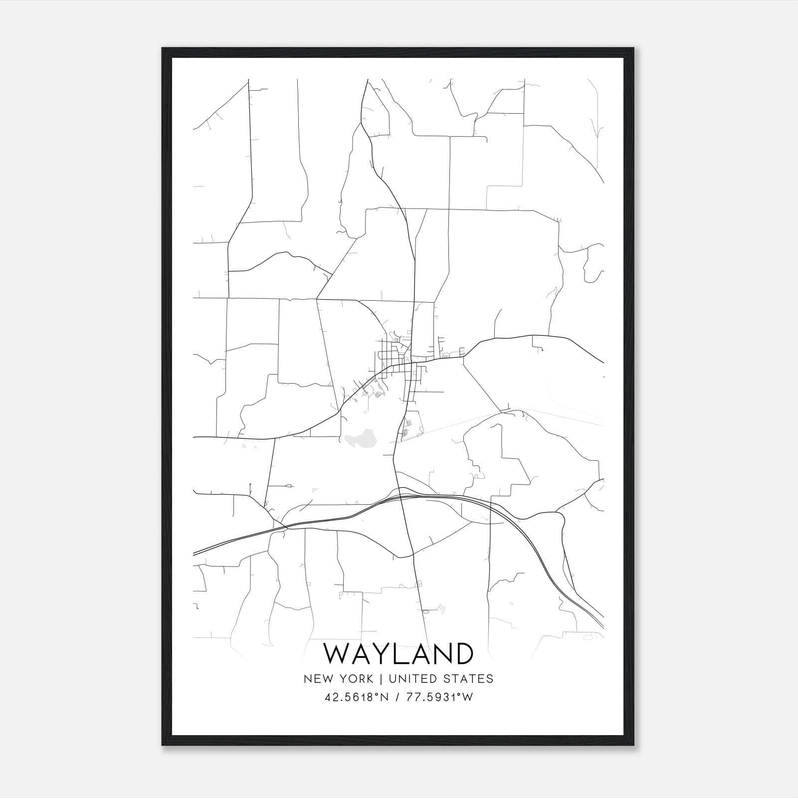 Wayland New York Map Poster, Modern Home Decor Wall Art Print Wayland New York Map Poster, Modern Home Decor Wall Art Print