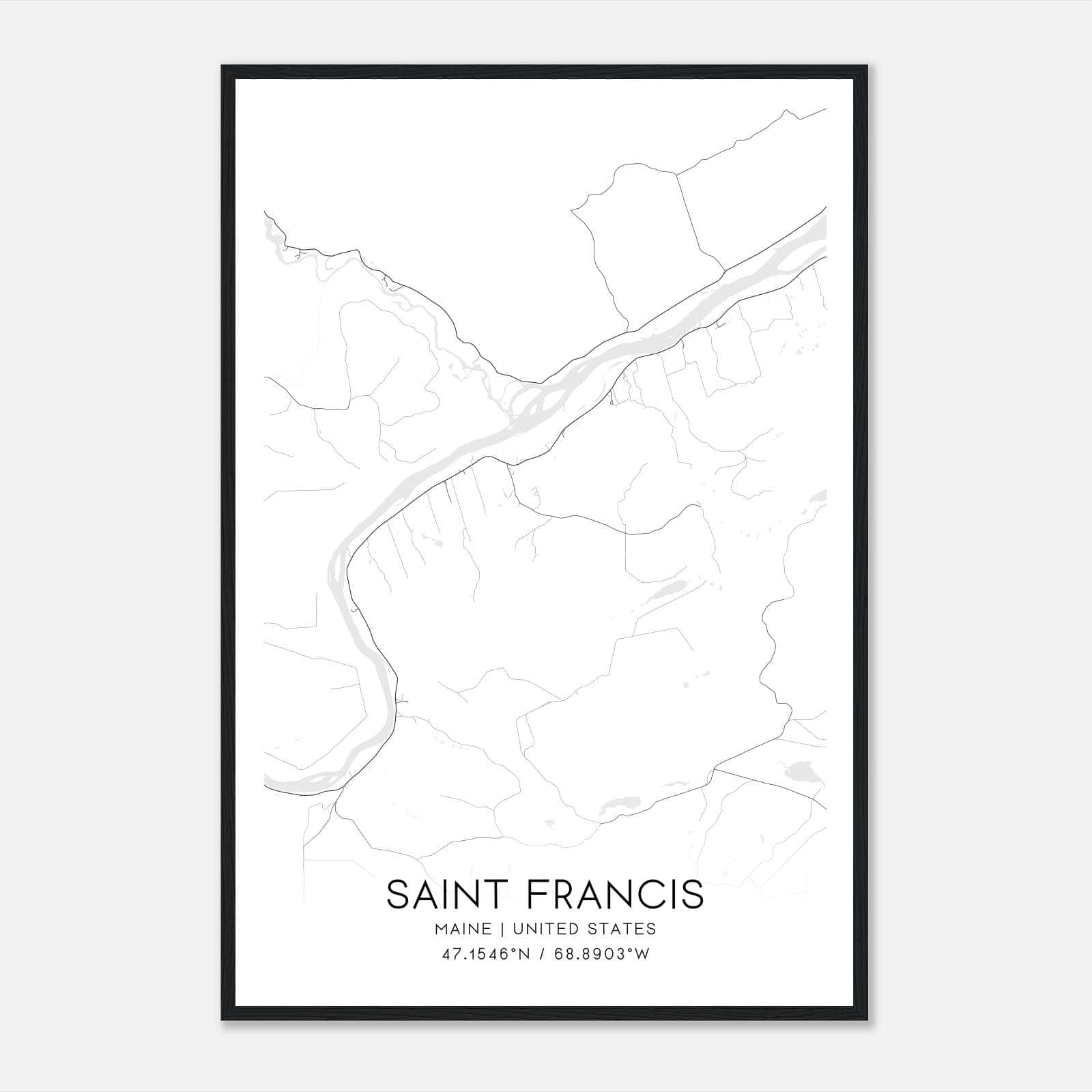 Saint Francis Maine Map Poster, Modern Home Decor Wall Art Print Saint Francis Maine Map Poster, Modern Home Decor Wall Art Print