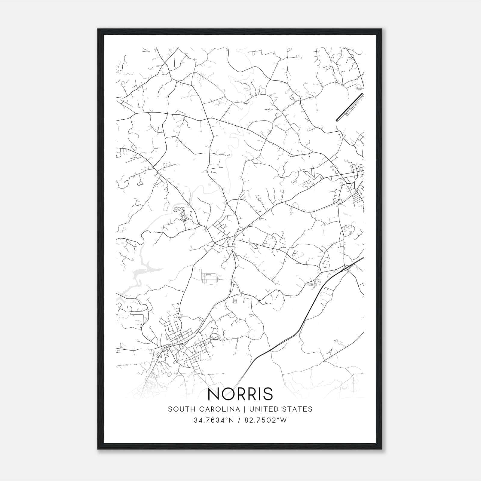 Norris South Carolina Map Poster, Modern Home Decor Wall Art Print Norris South Carolina Map Poster, Modern Home Decor Wall Art Print