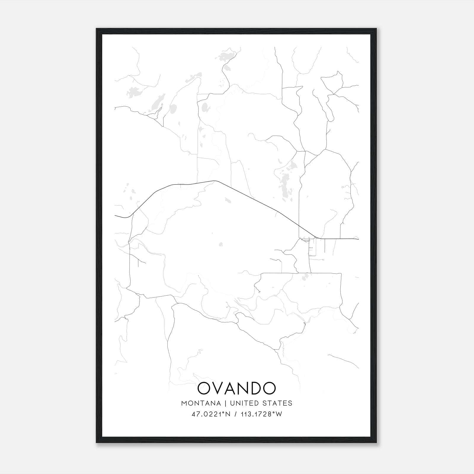 Ovando Montana Map Poster, Modern Home Decor Wall Art Print Ovando Montana Map Poster, Modern Home Decor Wall Art Print