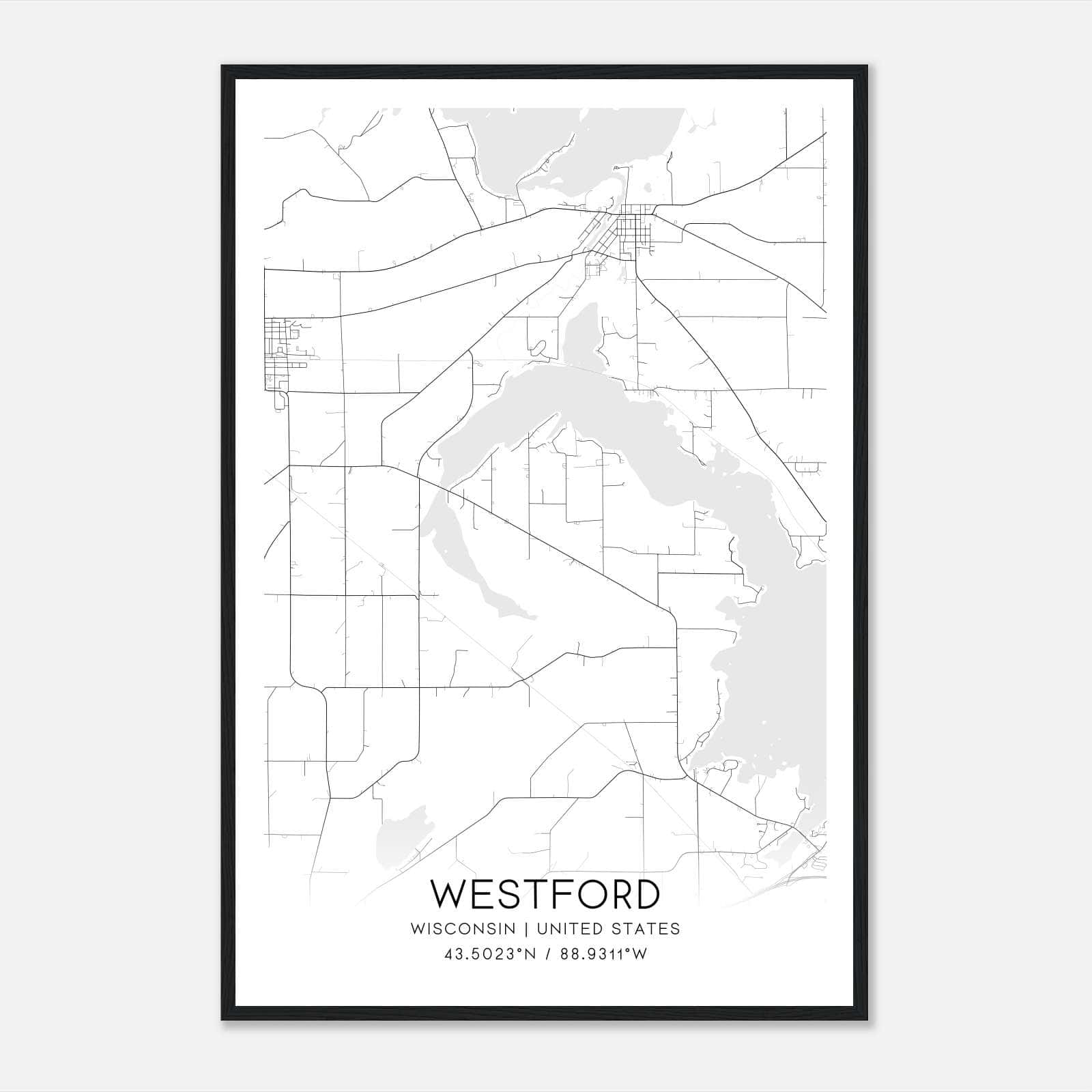Westford Wisconsin Map Poster, Modern Home Decor Wall Art Print Westford Wisconsin Map Poster, Modern Home Decor Wall Art Print