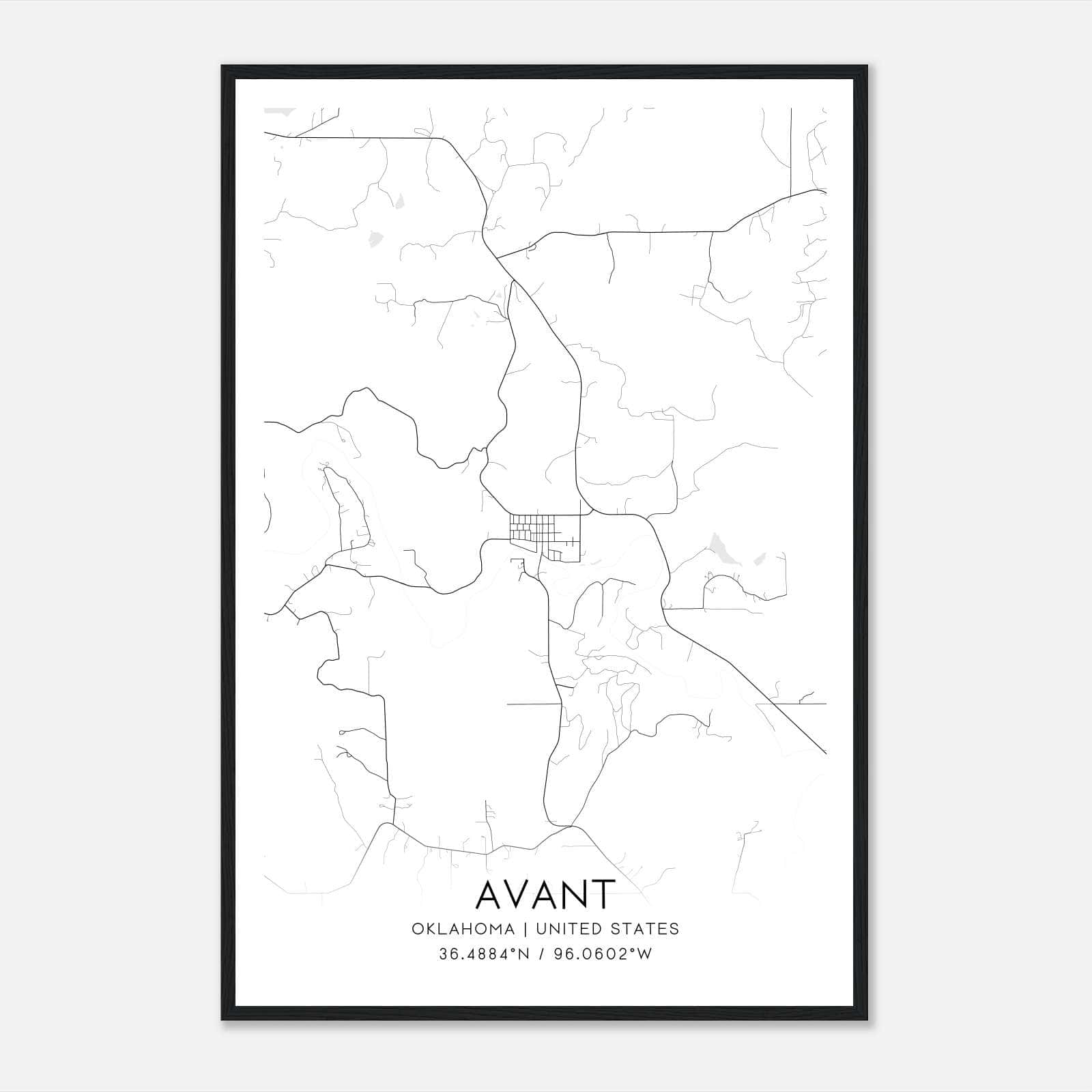 Avant Oklahoma Map Poster, Modern Home Decor Wall Art Print Avant Oklahoma Map Poster, Modern Home Decor Wall Art Print