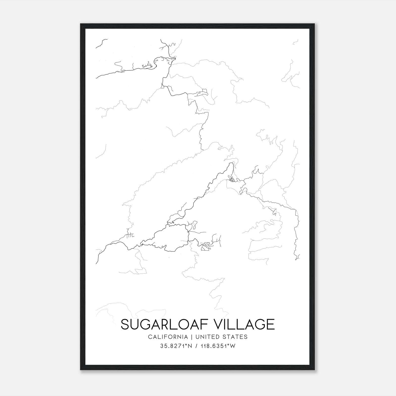 Sugarloaf Village California Map Poster, Modern Home Decor Wall Art Print Sugarloaf Village California Map Poster, Modern Home Decor Wall Art Print