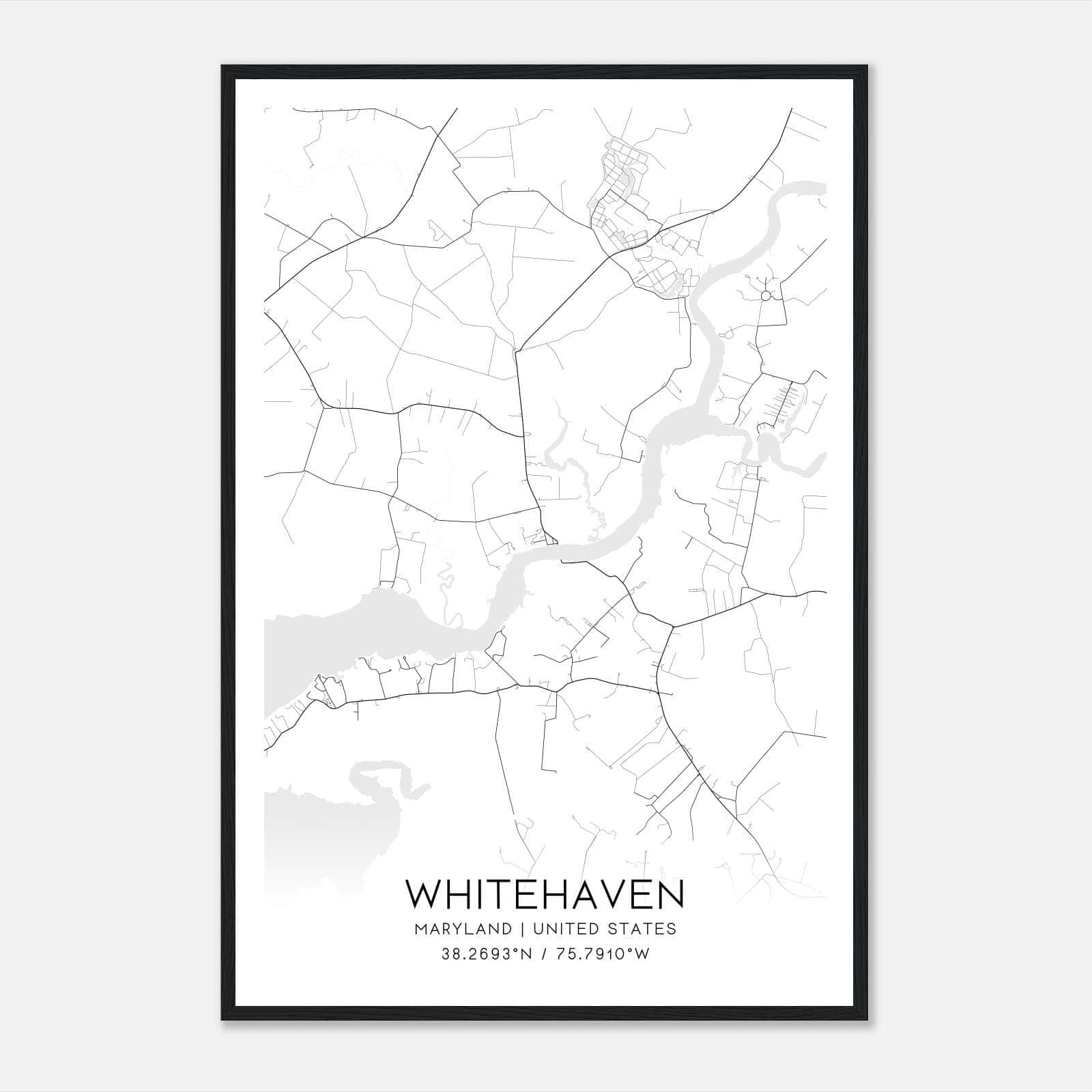 Whitehaven Maryland Map Poster, Modern Home Decor Wall Art Print Whitehaven Maryland Map Poster, Modern Home Decor Wall Art Print