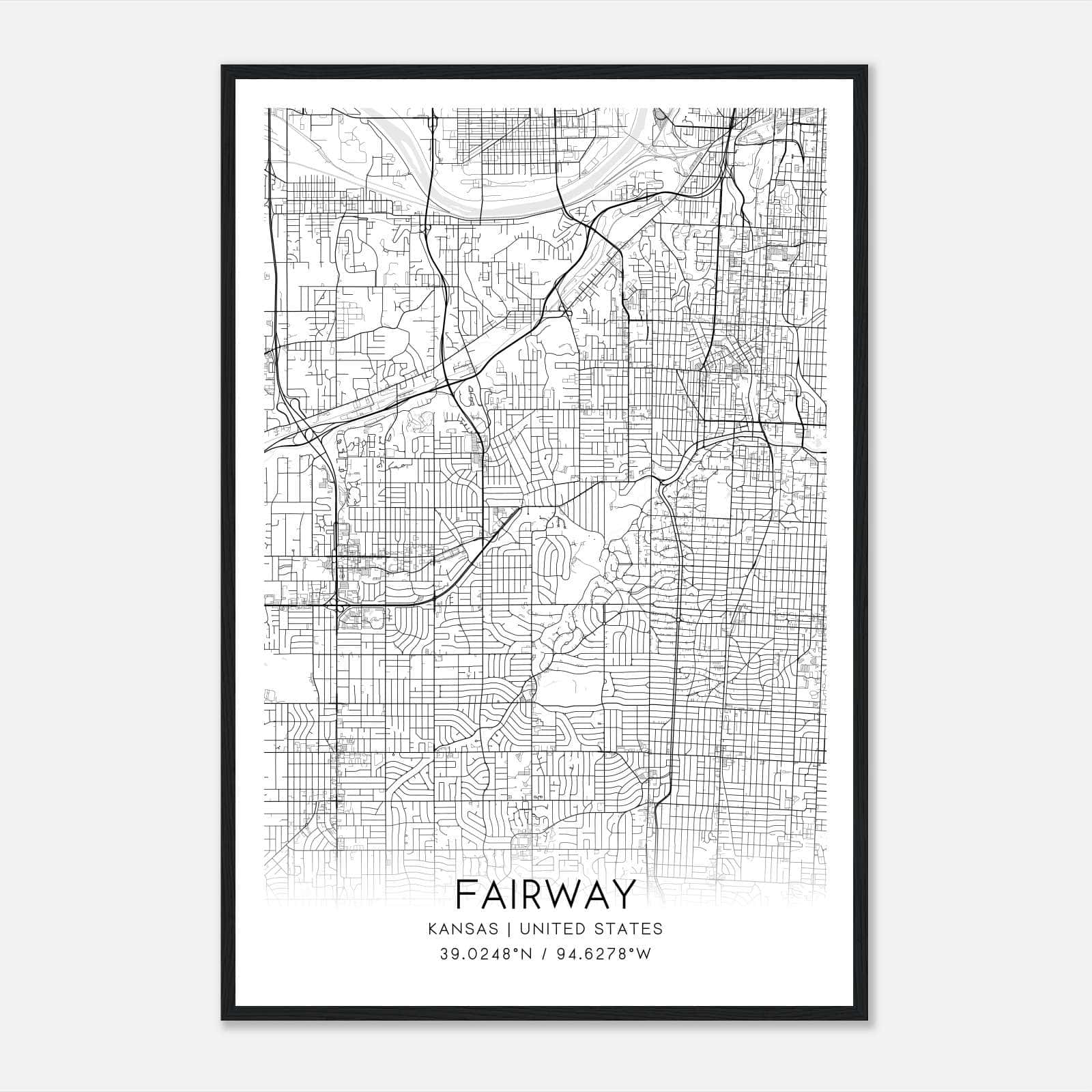 Fairway Kansas Map Poster, Modern Home Decor Wall Art Print Fairway Kansas Map Poster, Modern Home Decor Wall Art Print