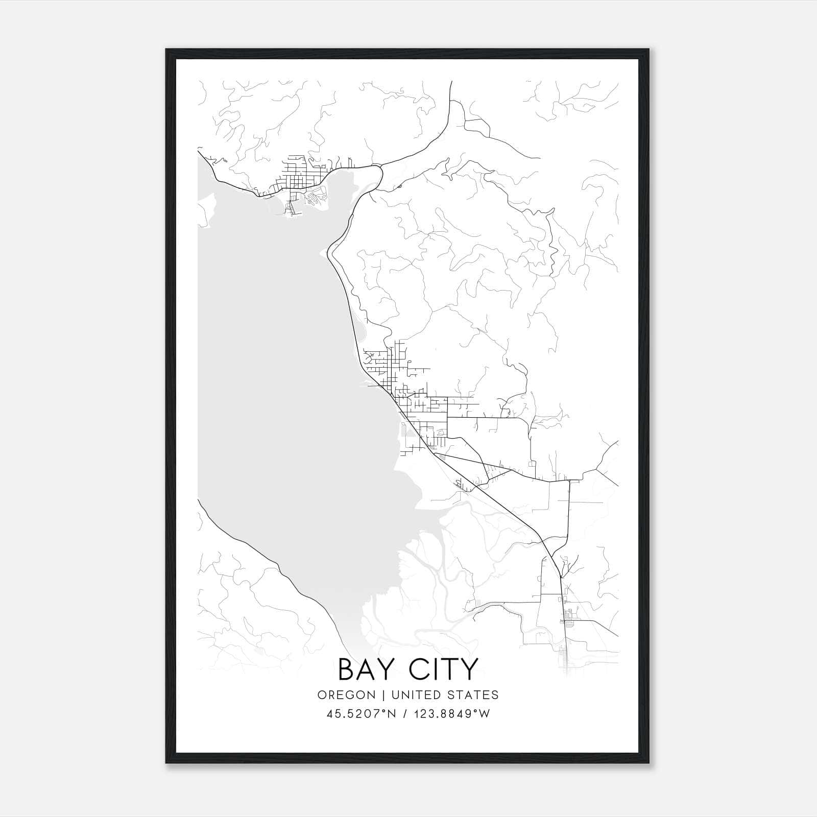 Bay City Oregon Map Poster, Modern Home Decor Wall Art Print Bay City Oregon Map Poster, Modern Home Decor Wall Art Print