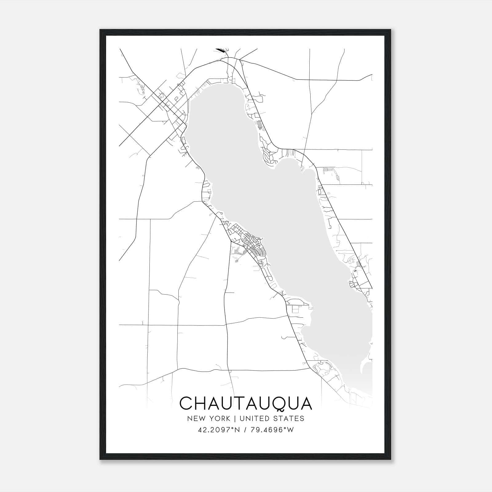 Chautauqua New York Map Poster, Modern Home Decor Wall Art Print Chautauqua New York Map Poster, Modern Home Decor Wall Art Print