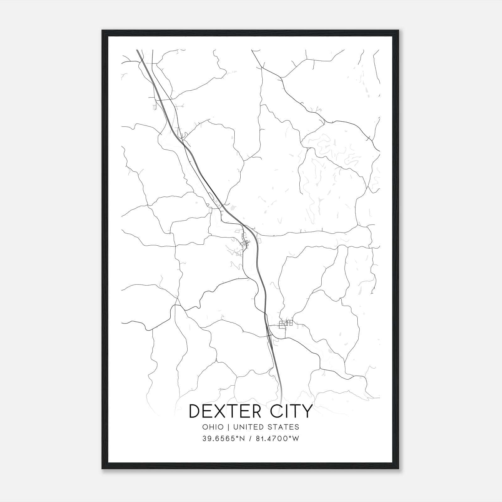 Dexter City Ohio Map Poster, Modern Home Decor Wall Art Print Dexter City Ohio Map Poster, Modern Home Decor Wall Art Print