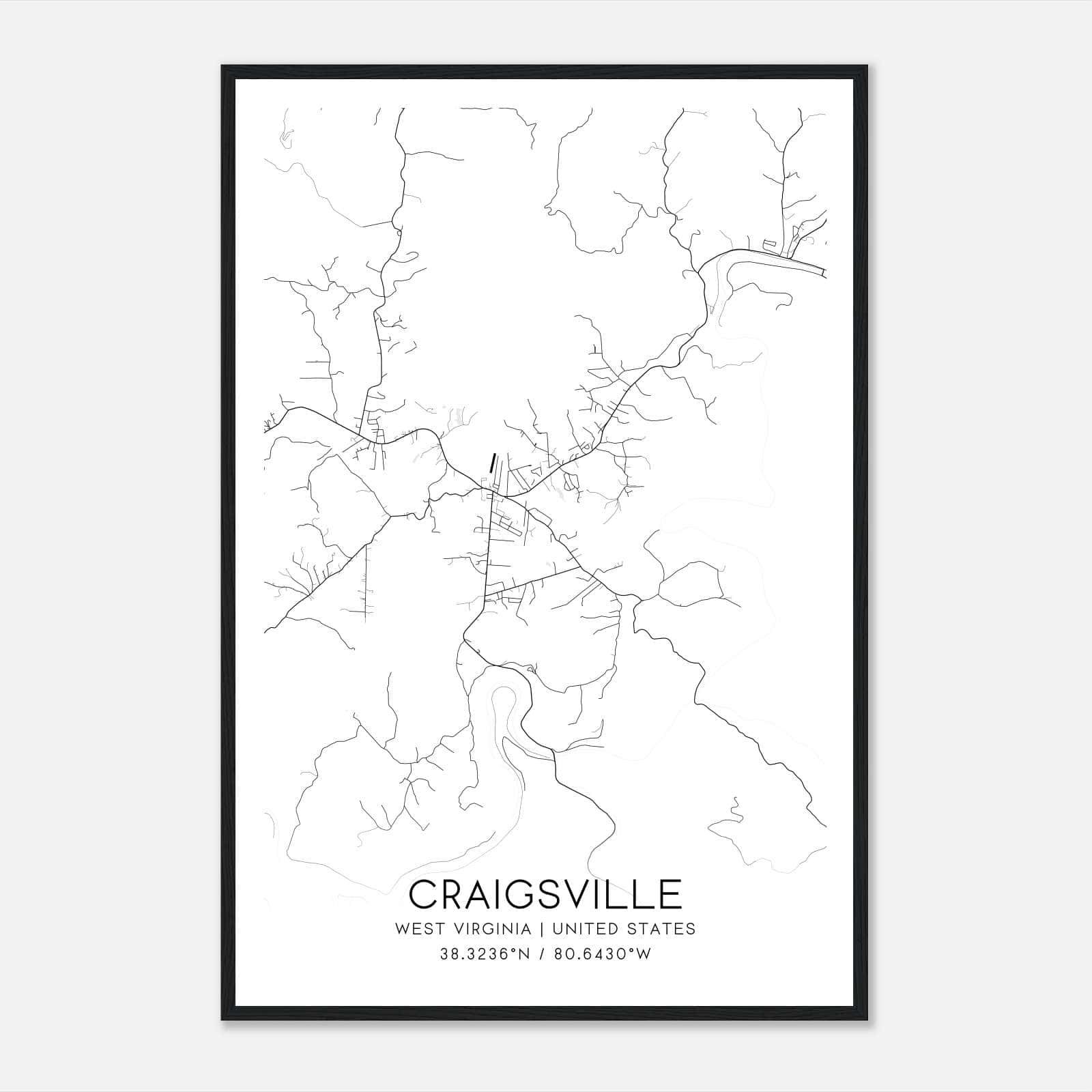 Craigsville West Virginia Map Poster, Modern Home Decor Wall Art Print Craigsville West Virginia Map Poster, Modern Home Decor Wall Art Print