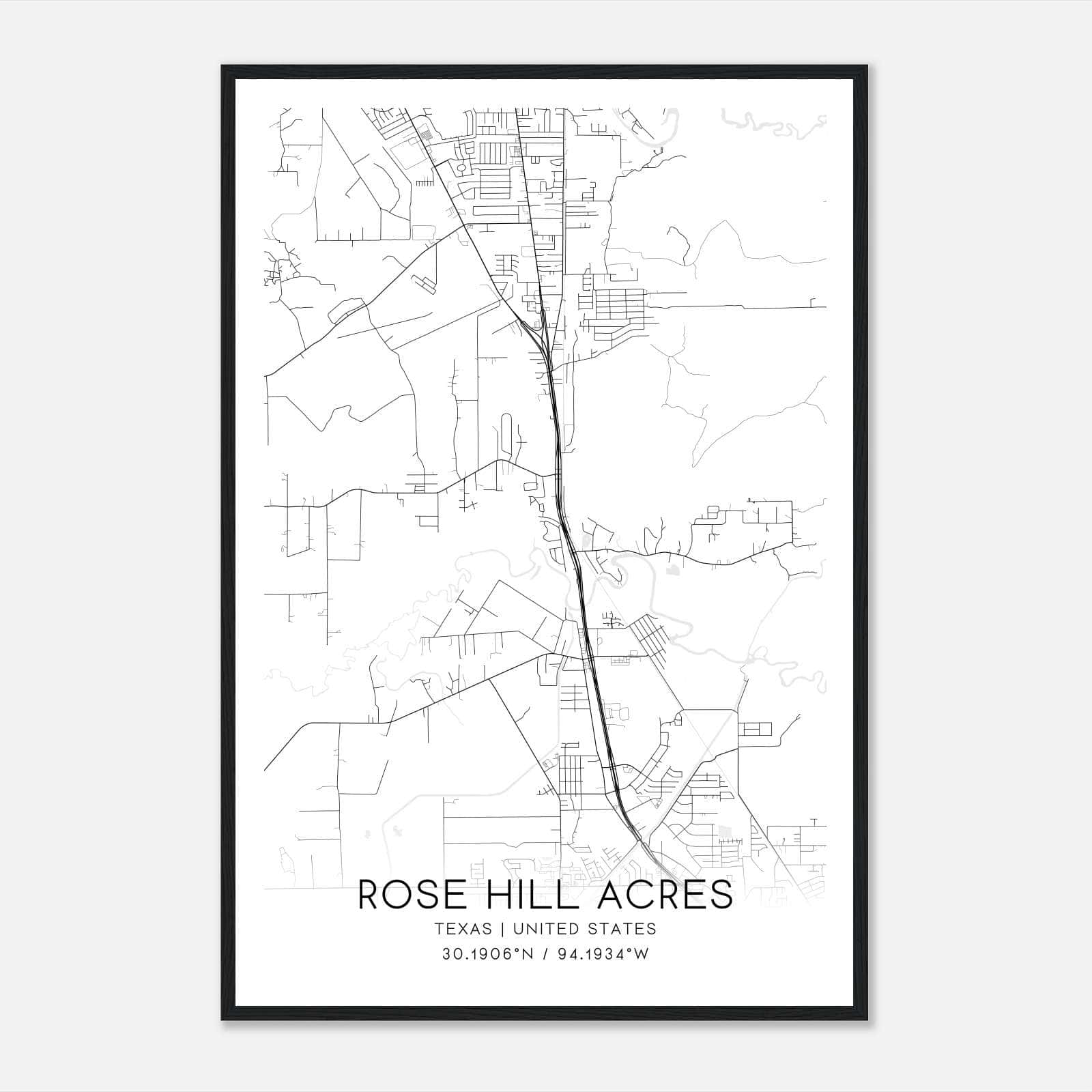 Rose Hill Acres Texas Map Poster, Modern Home Decor Wall Art Print Rose Hill Acres Texas Map Poster, Modern Home Decor Wall Art Print