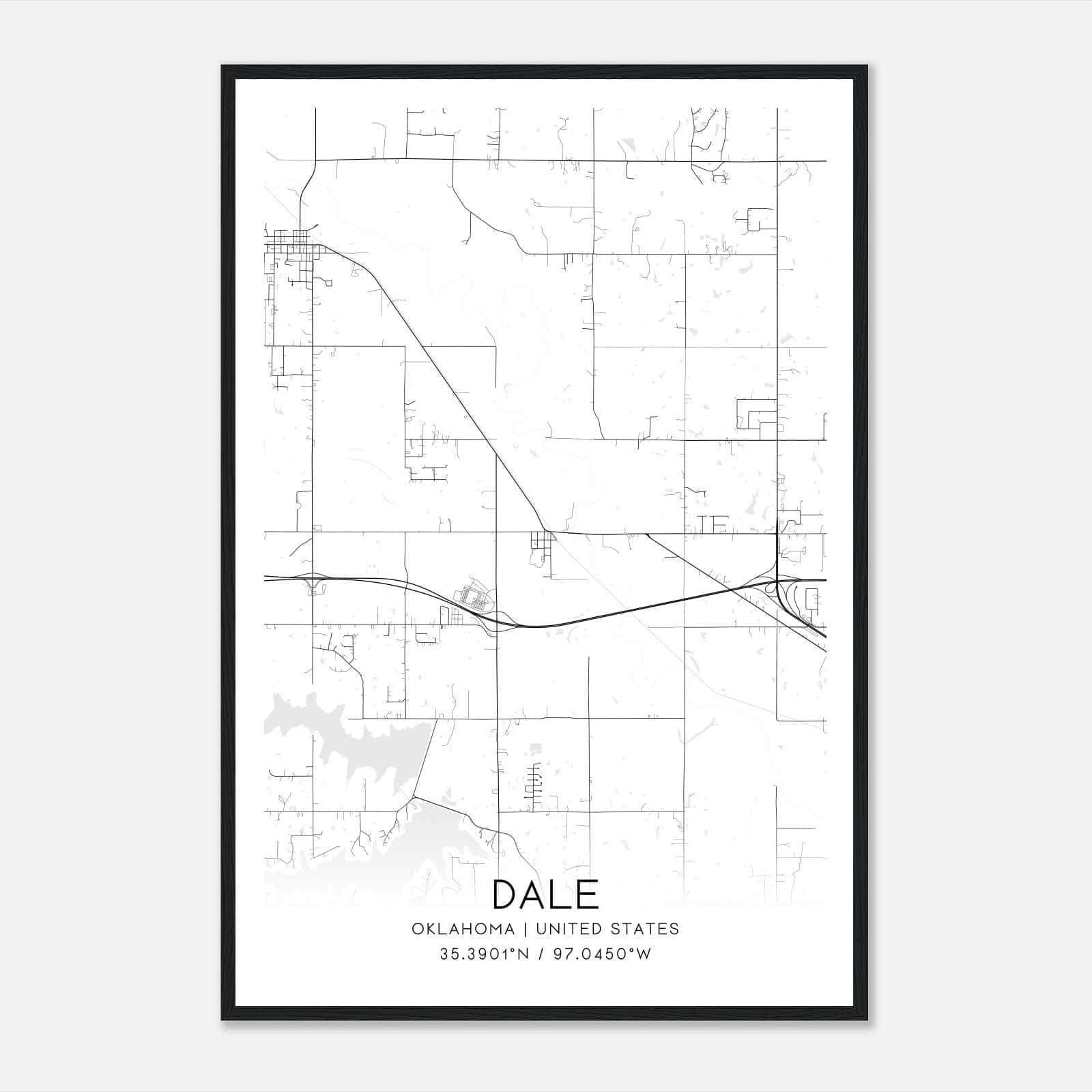Dale Oklahoma Map Poster, Modern Home Decor Wall Art Print Dale Oklahoma Map Poster, Modern Home Decor Wall Art Print