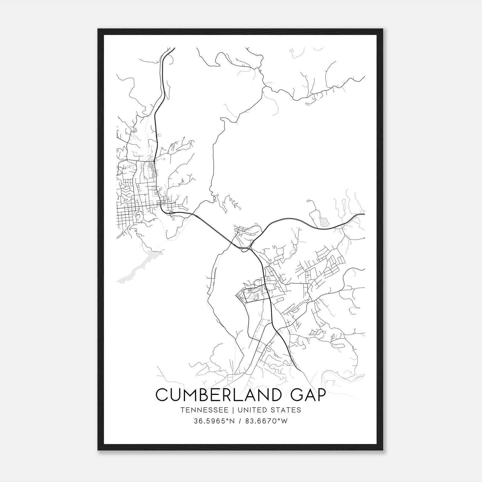 Cumberland Gap Tennessee Map Poster, Modern Home Decor Wall Art Print Cumberland Gap Tennessee Map Poster, Modern Home Decor Wall Art Print