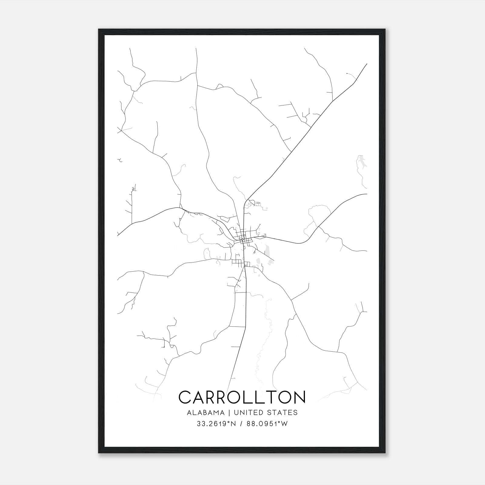 Carrollton Alabama Map Poster, Modern Home Decor Wall Art Print Carrollton Alabama Map Poster, Modern Home Decor Wall Art Print