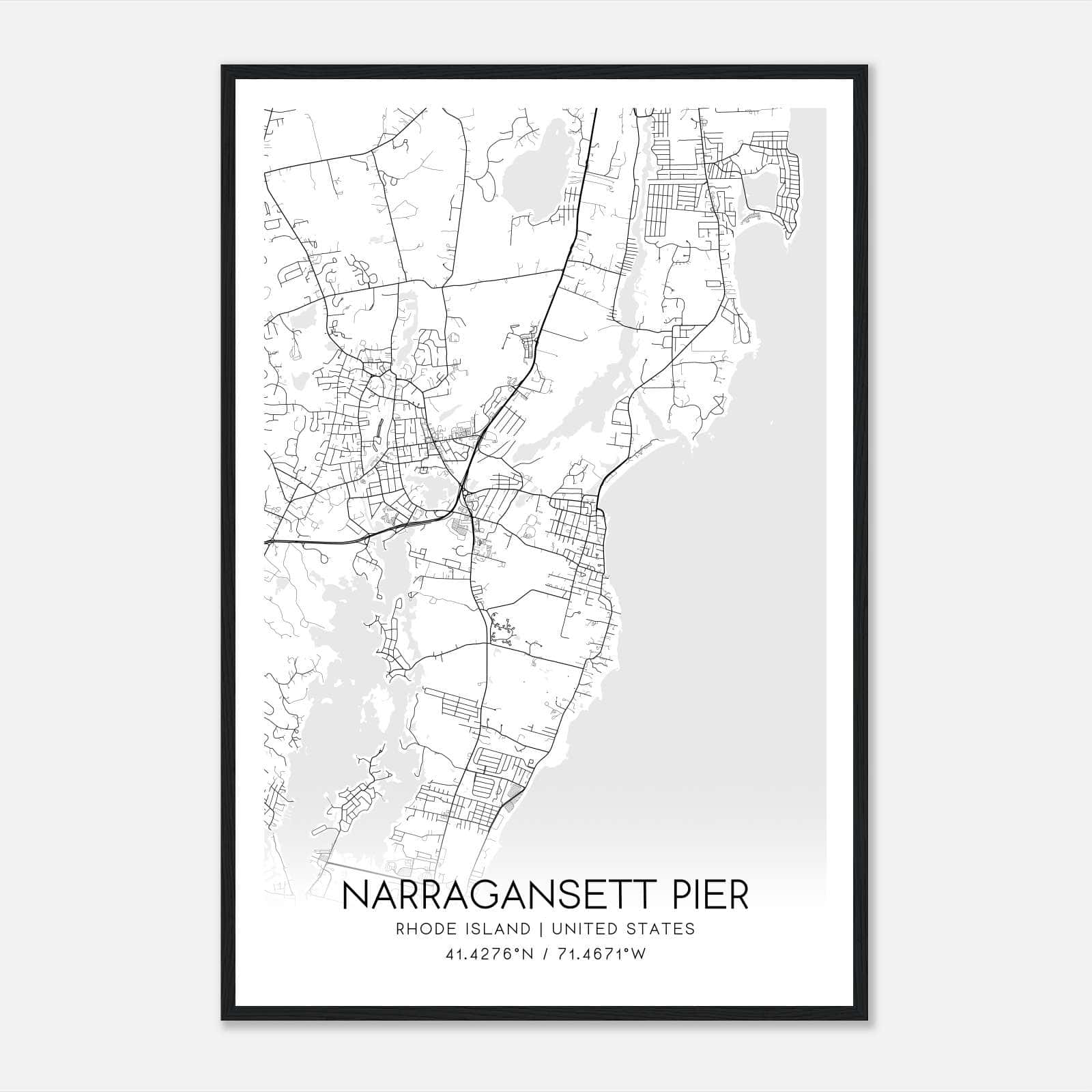 Narragansett Pier Rhode Island Map Poster, Modern Home Decor Wall Art Print Narragansett Pier Rhode Island Map Poster, Modern Home Decor Wall Art Print