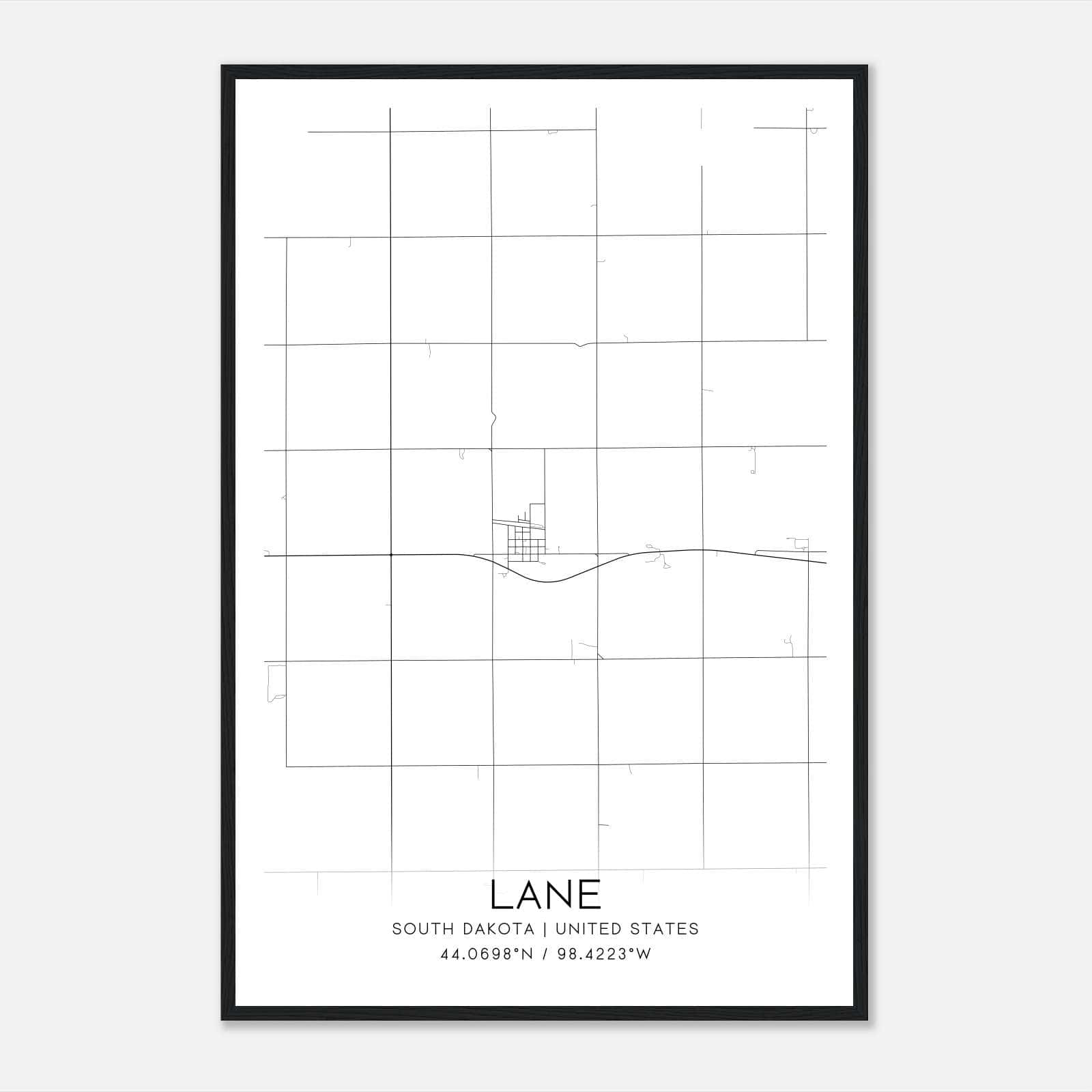 Lane South Dakota Map Poster, Modern Home Decor Wall Art Print Lane South Dakota Map Poster, Modern Home Decor Wall Art Print