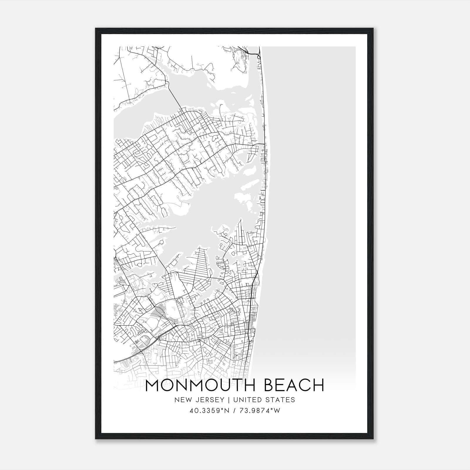 Monmouth Beach New Jersey Map Poster, Modern Home Decor Wall Art Print Monmouth Beach New Jersey Map Poster, Modern Home Decor Wall Art Print