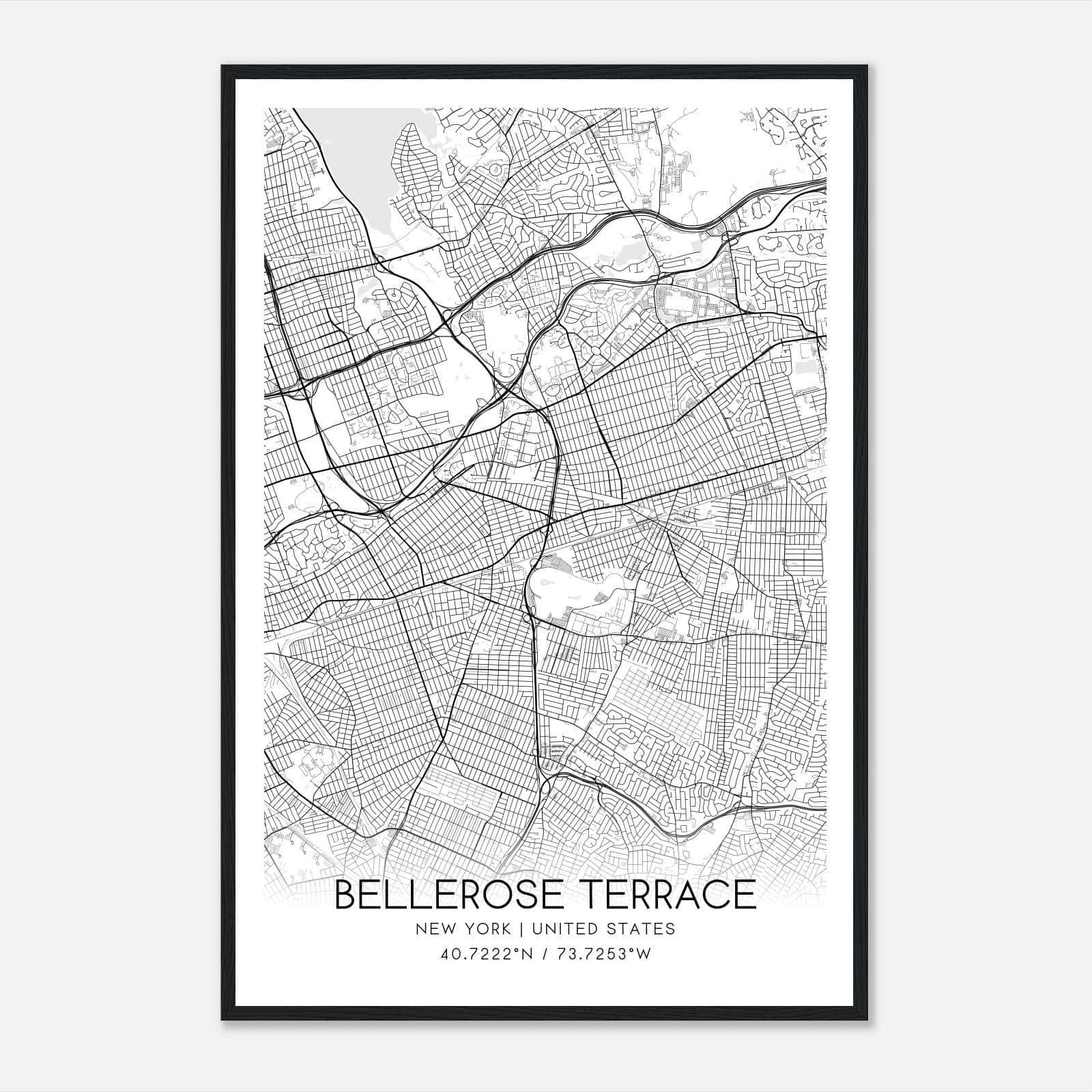 Bellerose Terrace New York Map Poster, Modern Home Decor Wall Art Print Bellerose Terrace New York Map Poster, Modern Home Decor Wall Art Print