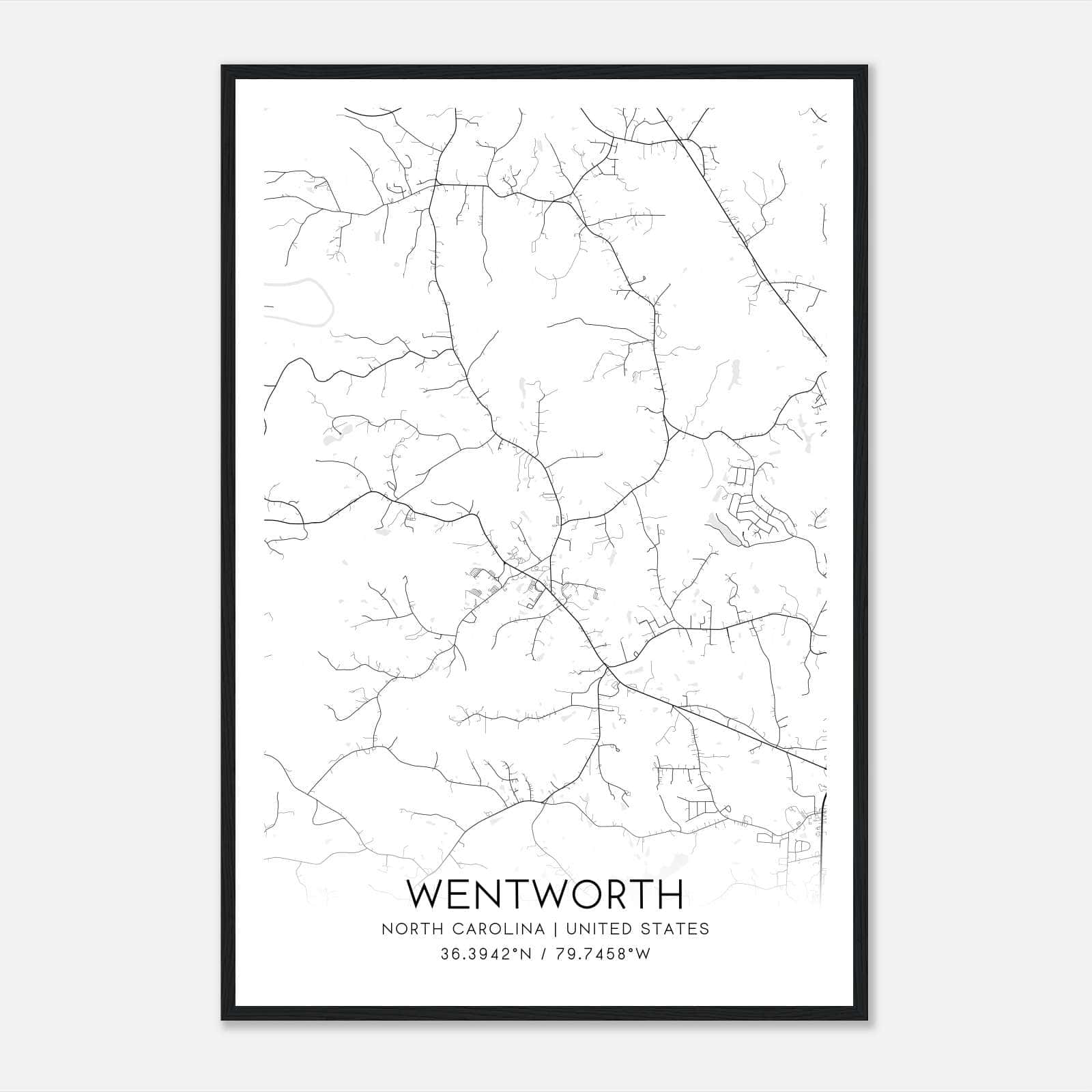 Wentworth North Carolina Map Poster, Modern Home Decor Wall Art Print Wentworth North Carolina Map Poster, Modern Home Decor Wall Art Print