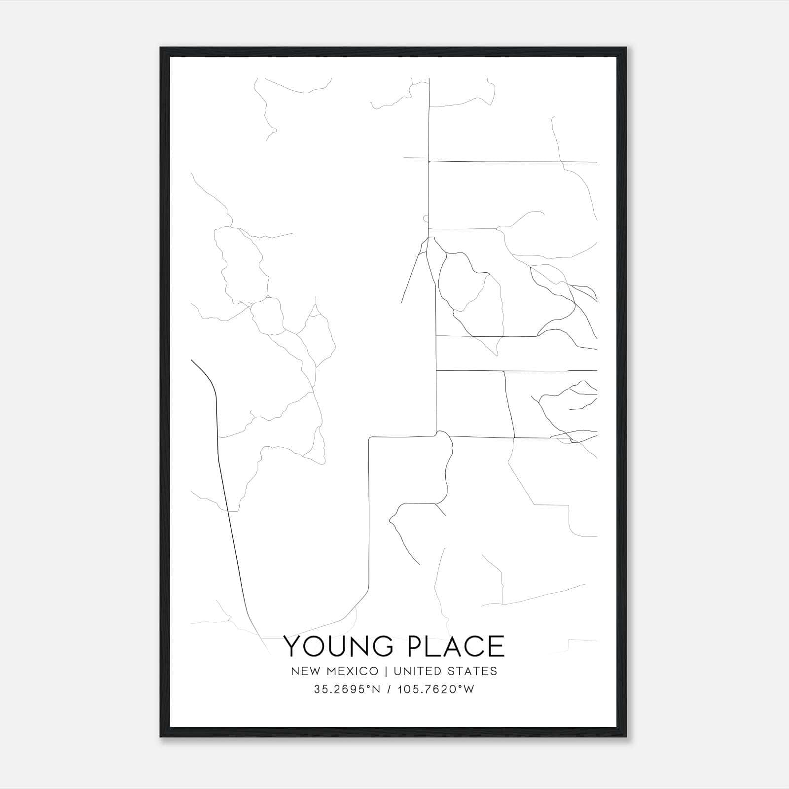 Young Place New Mexico Map Poster, Modern Home Decor Wall Art Print