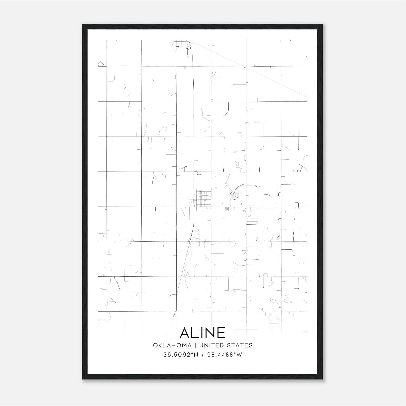 Aline Oklahoma Map Poster, Modern Home Decor Wall Art Print Aline Oklahoma Map Poster, Modern Home Decor Wall Art Print