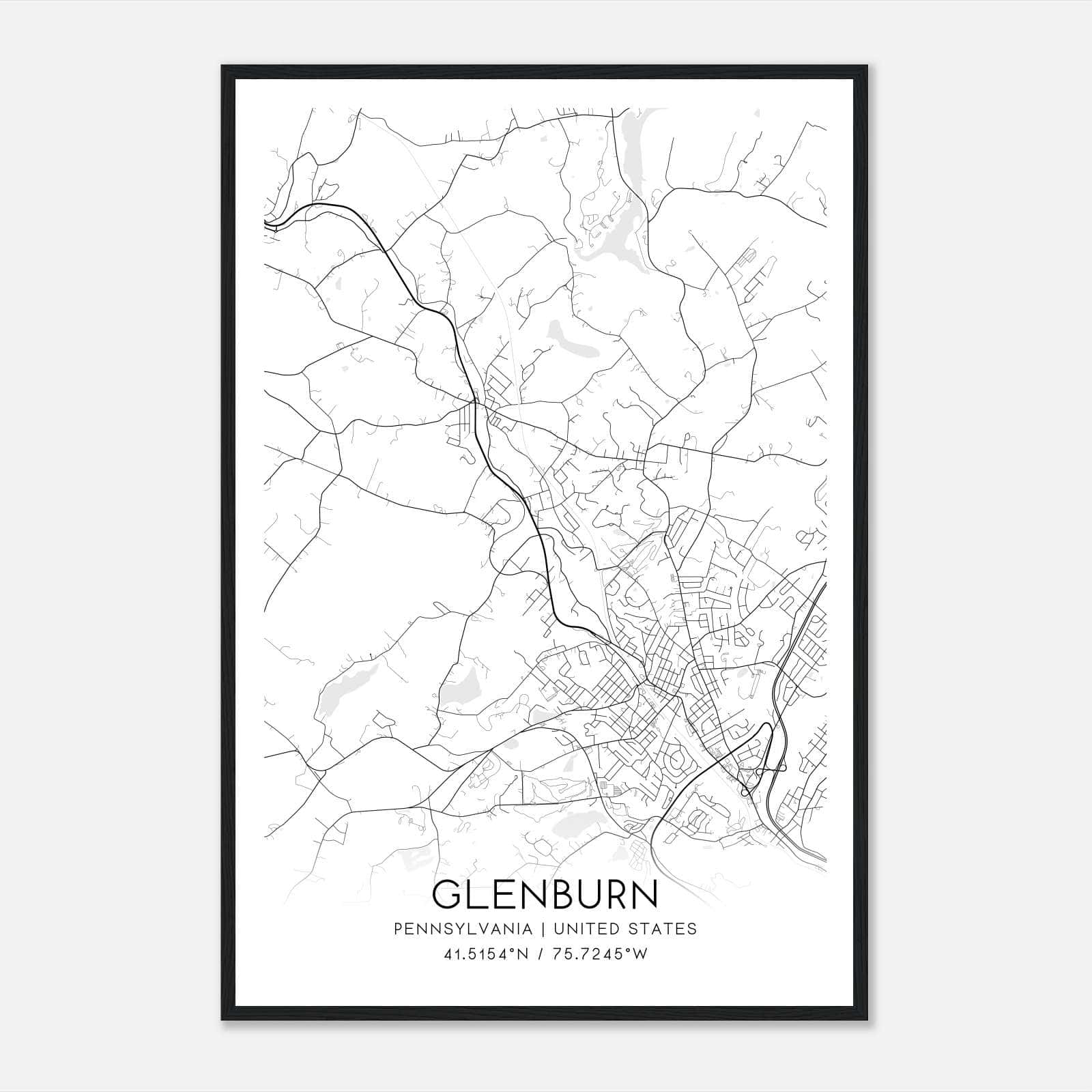 Glenburn Pennsylvania Map Poster, Modern Home Decor Wall Art Print Glenburn Pennsylvania Map Poster, Modern Home Decor Wall Art Print