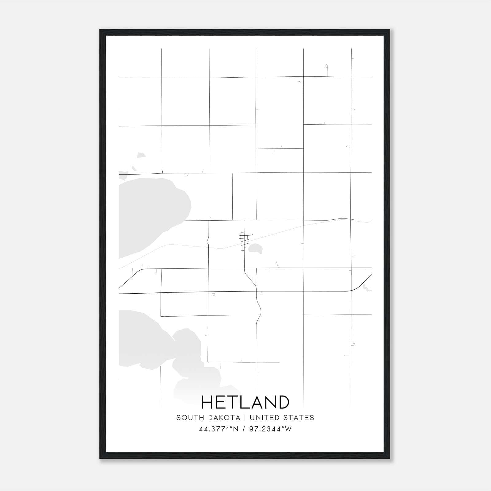 Hetland South Dakota Map Poster, Modern Home Decor Wall Art Print Hetland South Dakota Map Poster, Modern Home Decor Wall Art Print