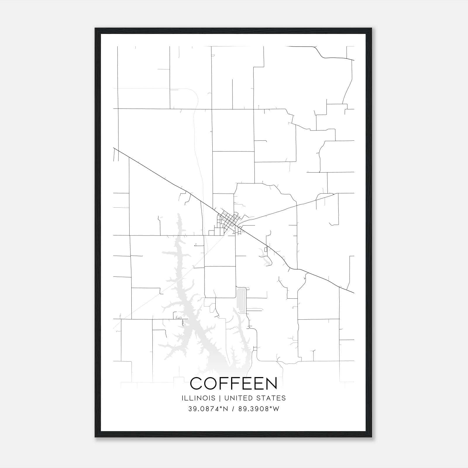 Coffeen Illinois Map Poster, Modern Home Decor Wall Art Print Coffeen Illinois Map Poster, Modern Home Decor Wall Art Print