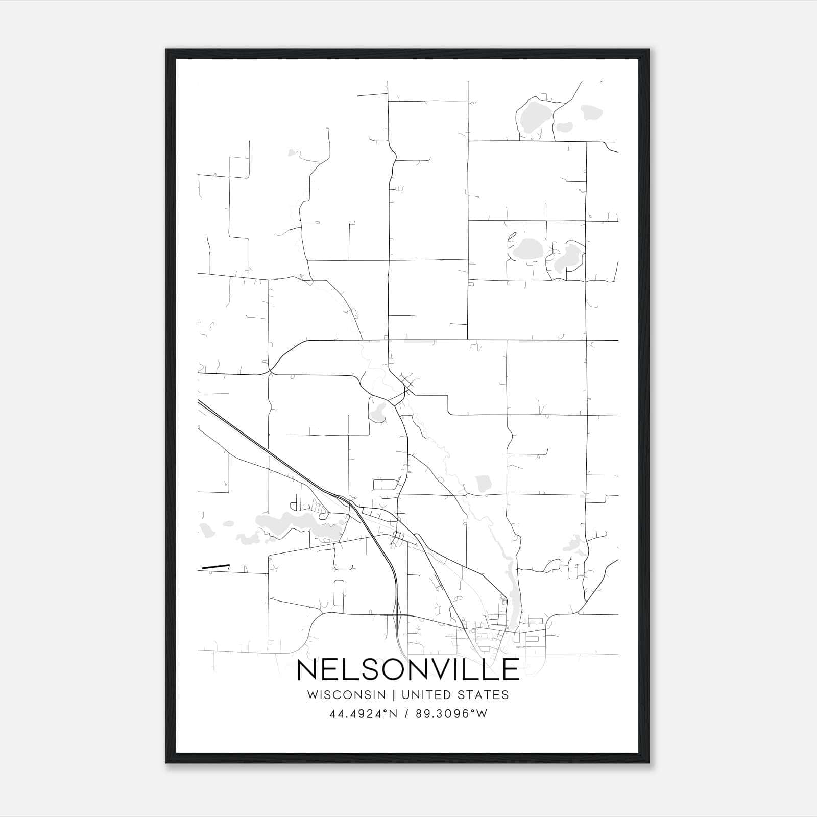 Nelsonville Wisconsin Map Poster, Modern Home Decor Wall Art Print Nelsonville Wisconsin Map Poster, Modern Home Decor Wall Art Print