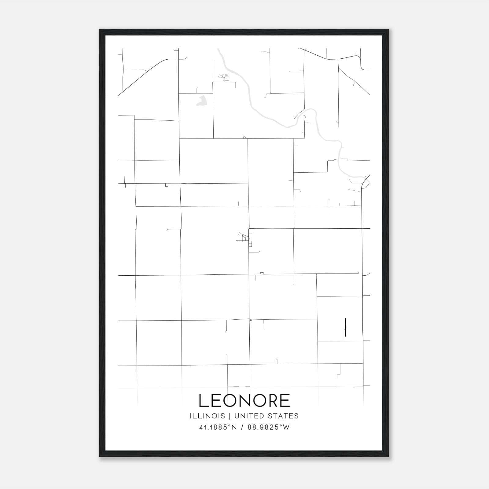 Leonore Illinois Map Poster, Modern Home Decor Wall Art Print Leonore Illinois Map Poster, Modern Home Decor Wall Art Print