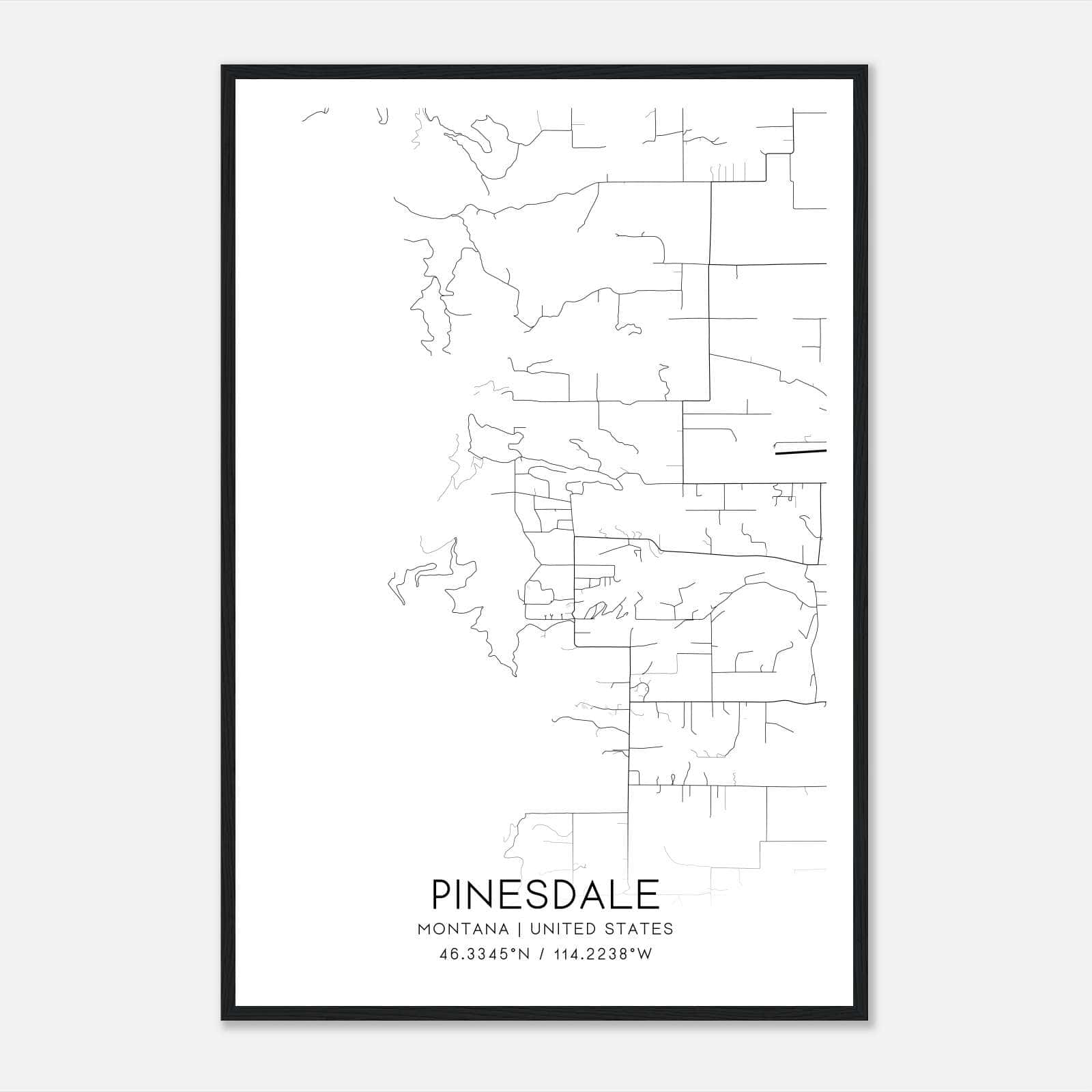 Pinesdale Montana Map Poster, Modern Home Decor Wall Art Print Pinesdale Montana Map Poster, Modern Home Decor Wall Art Print