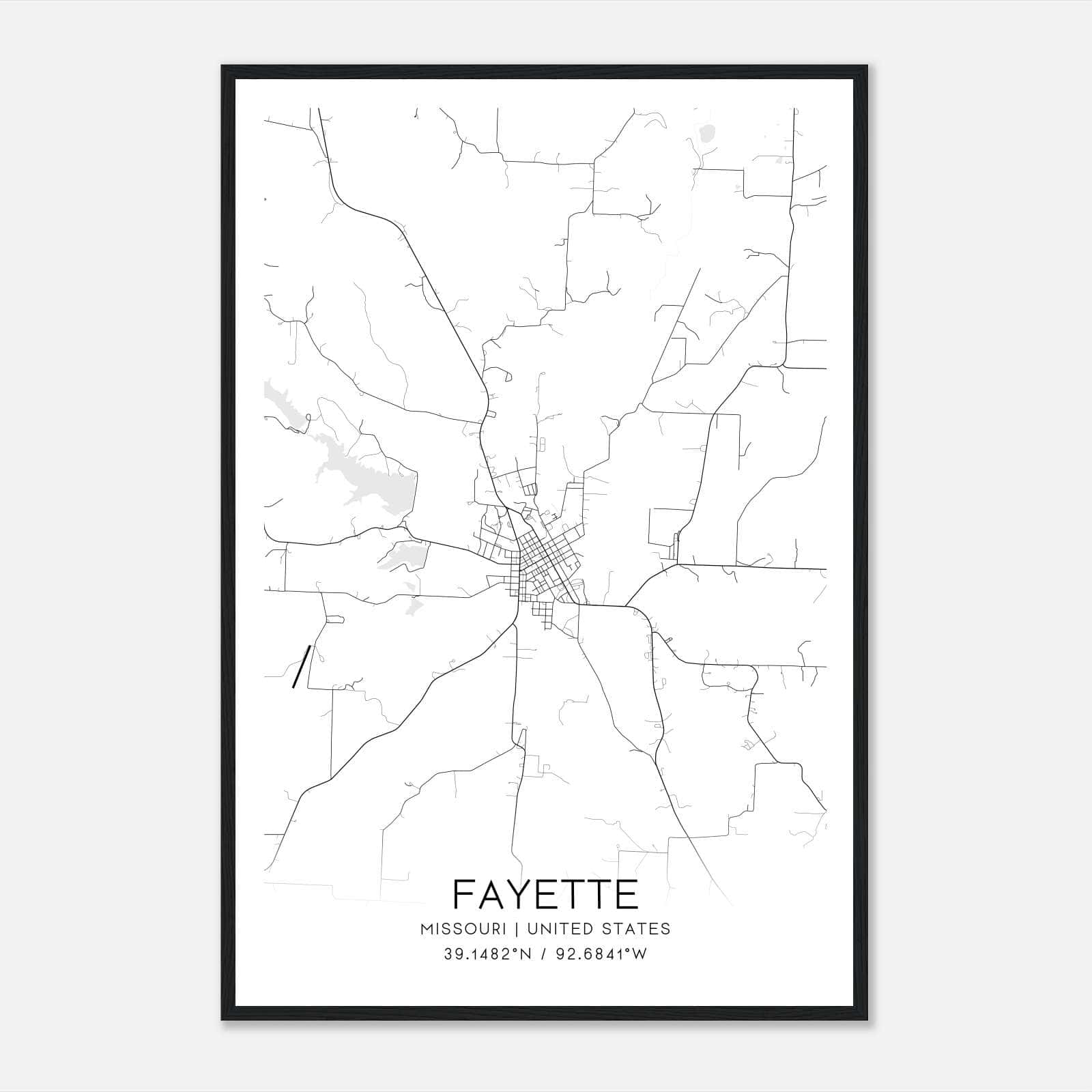 Fayette Missouri Map Poster, Modern Home Decor Wall Art Print Fayette Missouri Map Poster, Modern Home Decor Wall Art Print