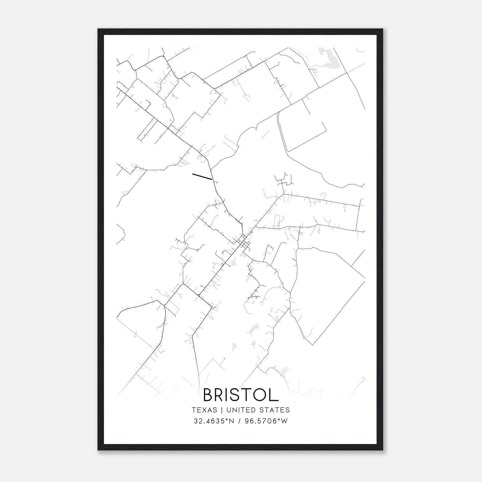 Bristol Texas Map Poster, Modern Home Decor Wall Art Print Bristol Texas Map Poster, Modern Home Decor Wall Art Print