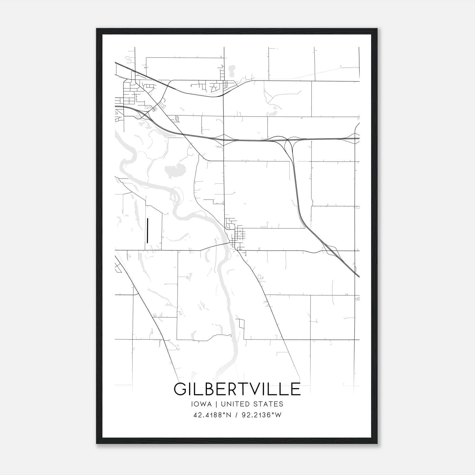 Gilbertville Iowa Map Poster, Modern Home Decor Wall Art Print Gilbertville Iowa Map Poster, Modern Home Decor Wall Art Print
