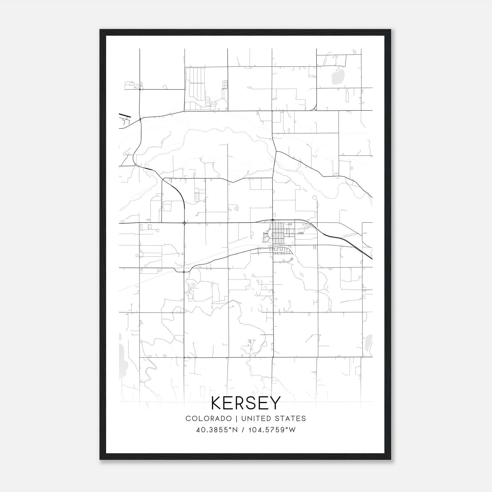 Kersey Colorado Map Poster, Modern Home Decor Wall Art Print Kersey Colorado Map Poster, Modern Home Decor Wall Art Print
