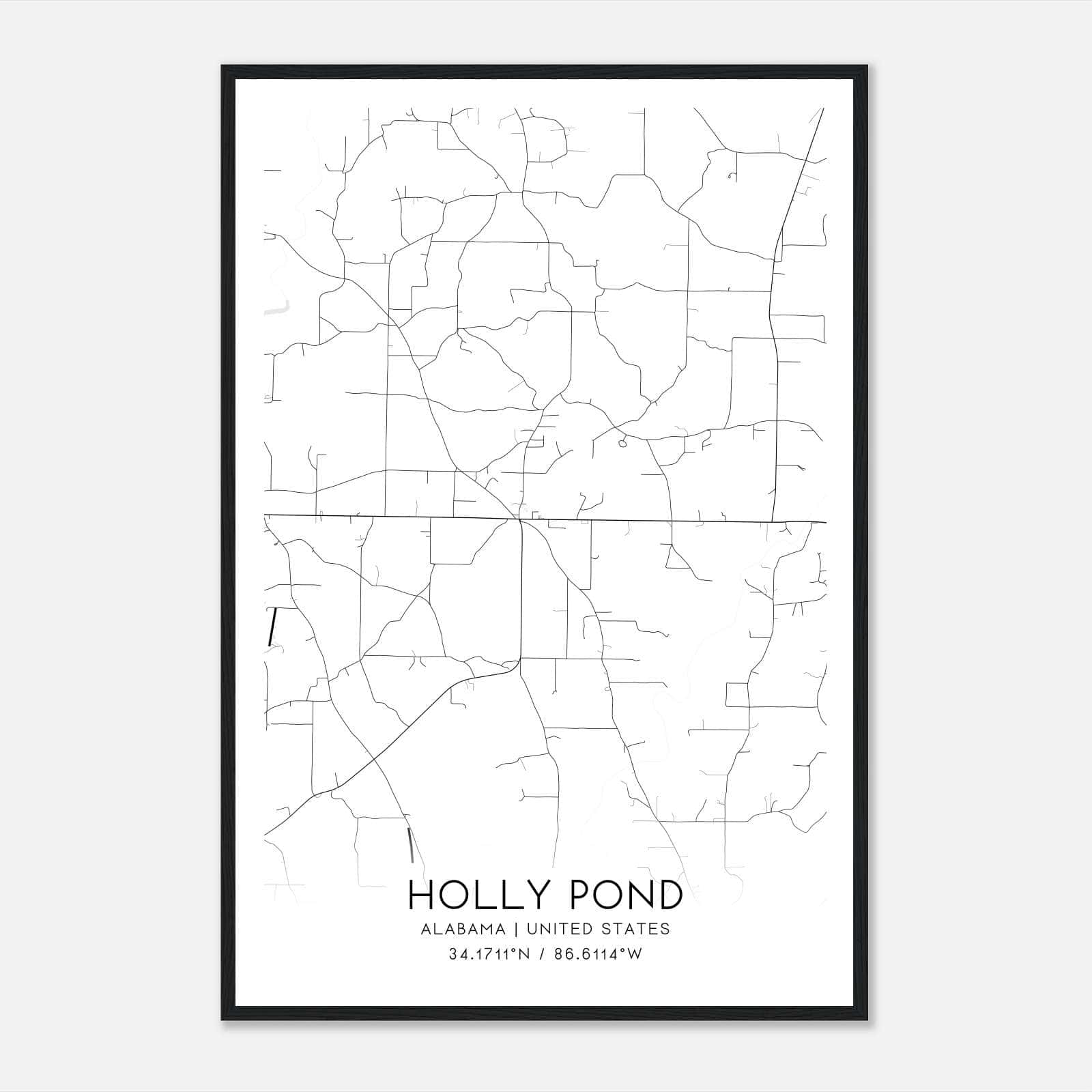 Holly Pond Alabama Map Poster, Modern Home Decor Wall Art Print Holly Pond Alabama Map Poster, Modern Home Decor Wall Art Print