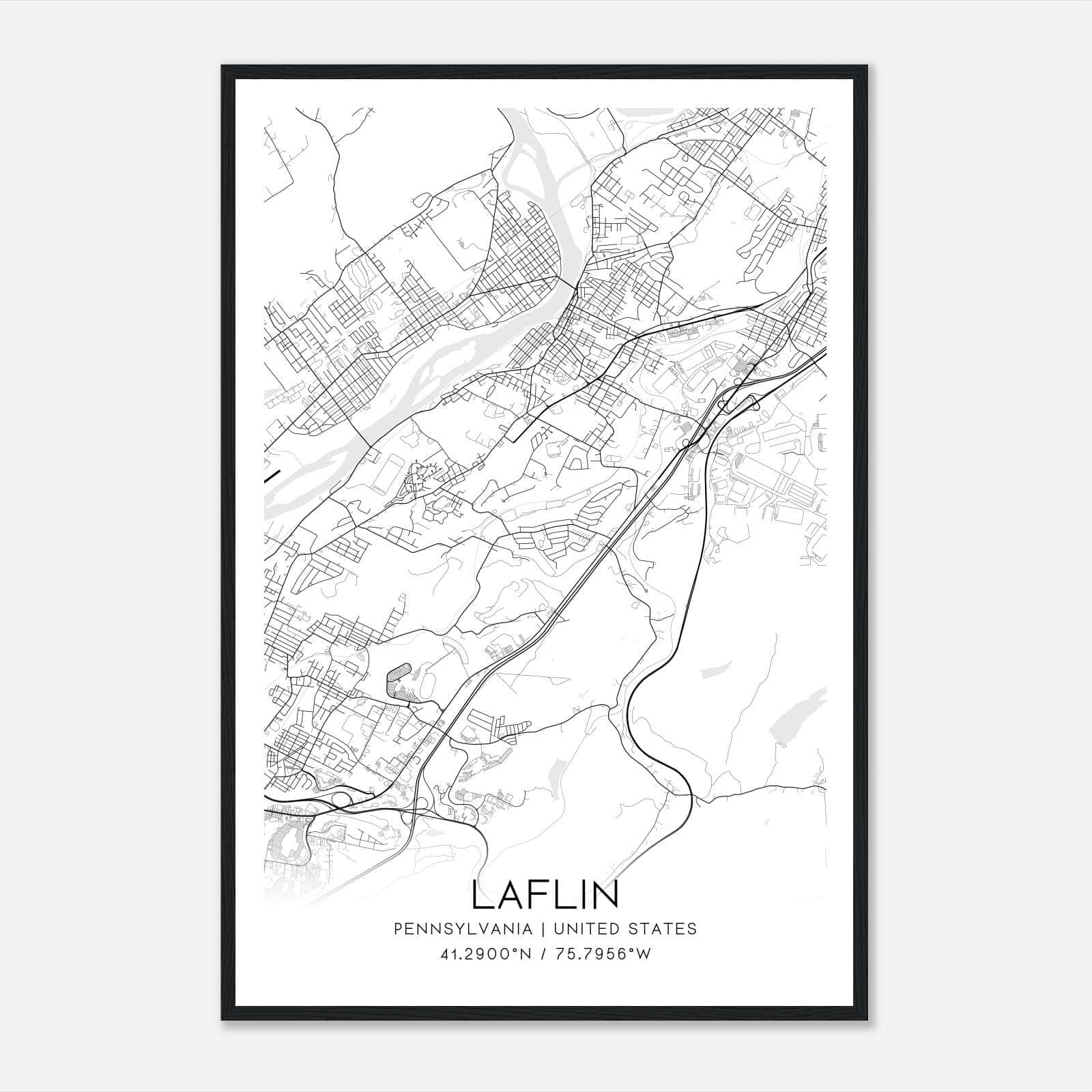 Laflin Pennsylvania Map Poster, Modern Home Decor Wall Art Print Laflin Pennsylvania Map Poster, Modern Home Decor Wall Art Print