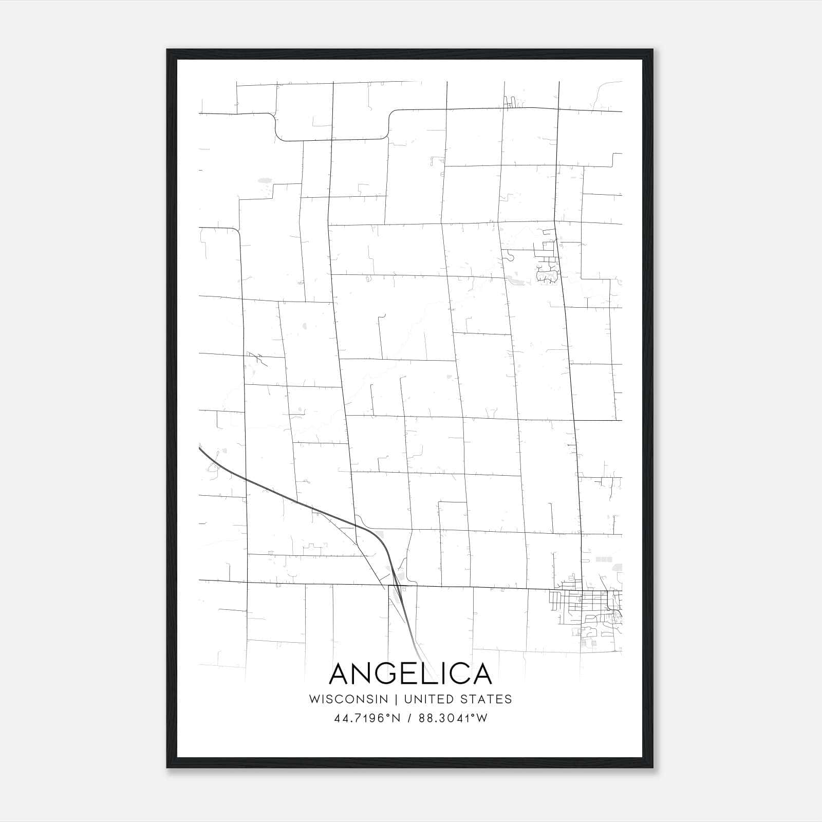 Angelica Wisconsin Map Poster, Modern Home Decor Wall Art Print Angelica Wisconsin Map Poster, Modern Home Decor Wall Art Print