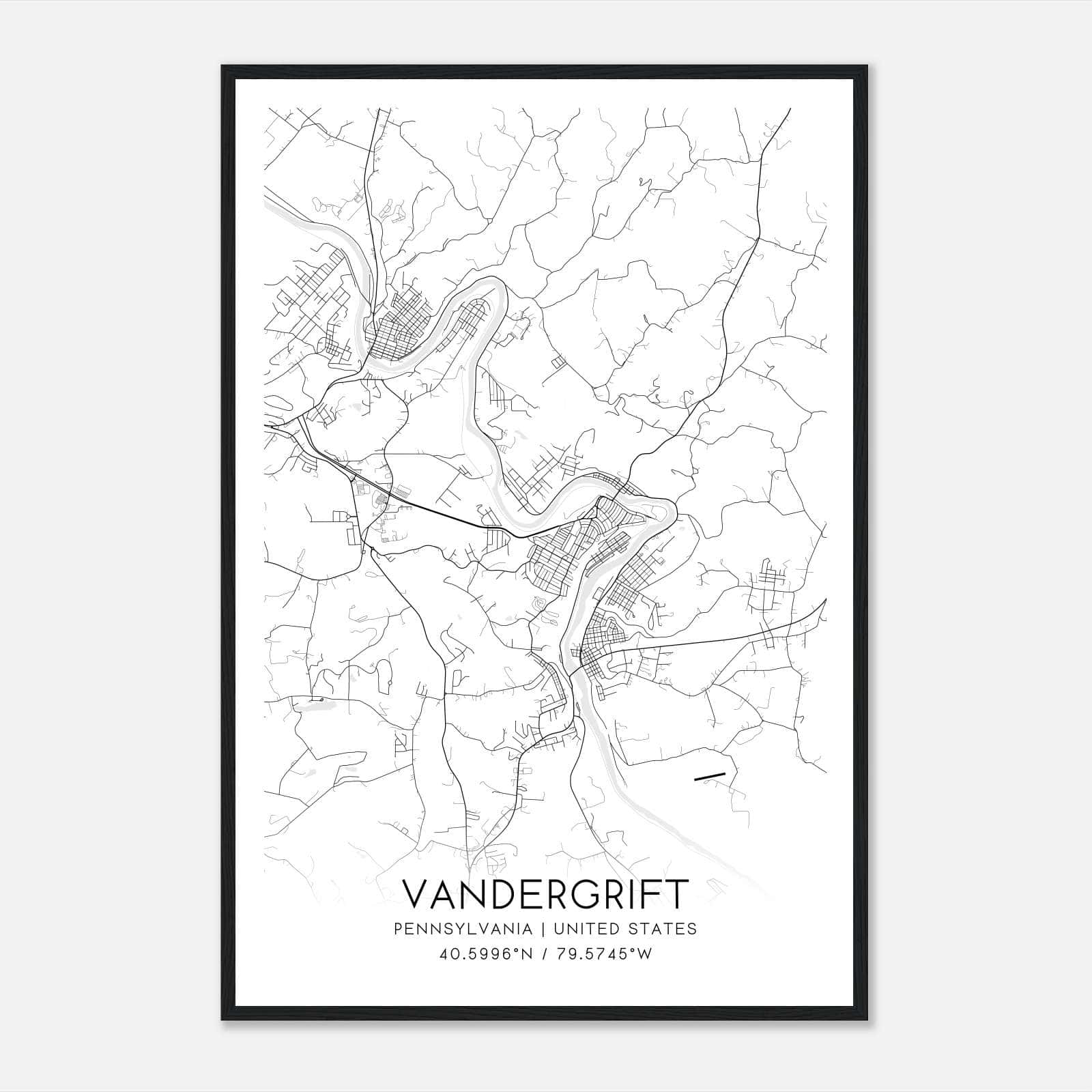 Vandergrift Pennsylvania Map Poster, Modern Home Decor Wall Art Print Vandergrift Pennsylvania Map Poster, Modern Home Decor Wall Art Print