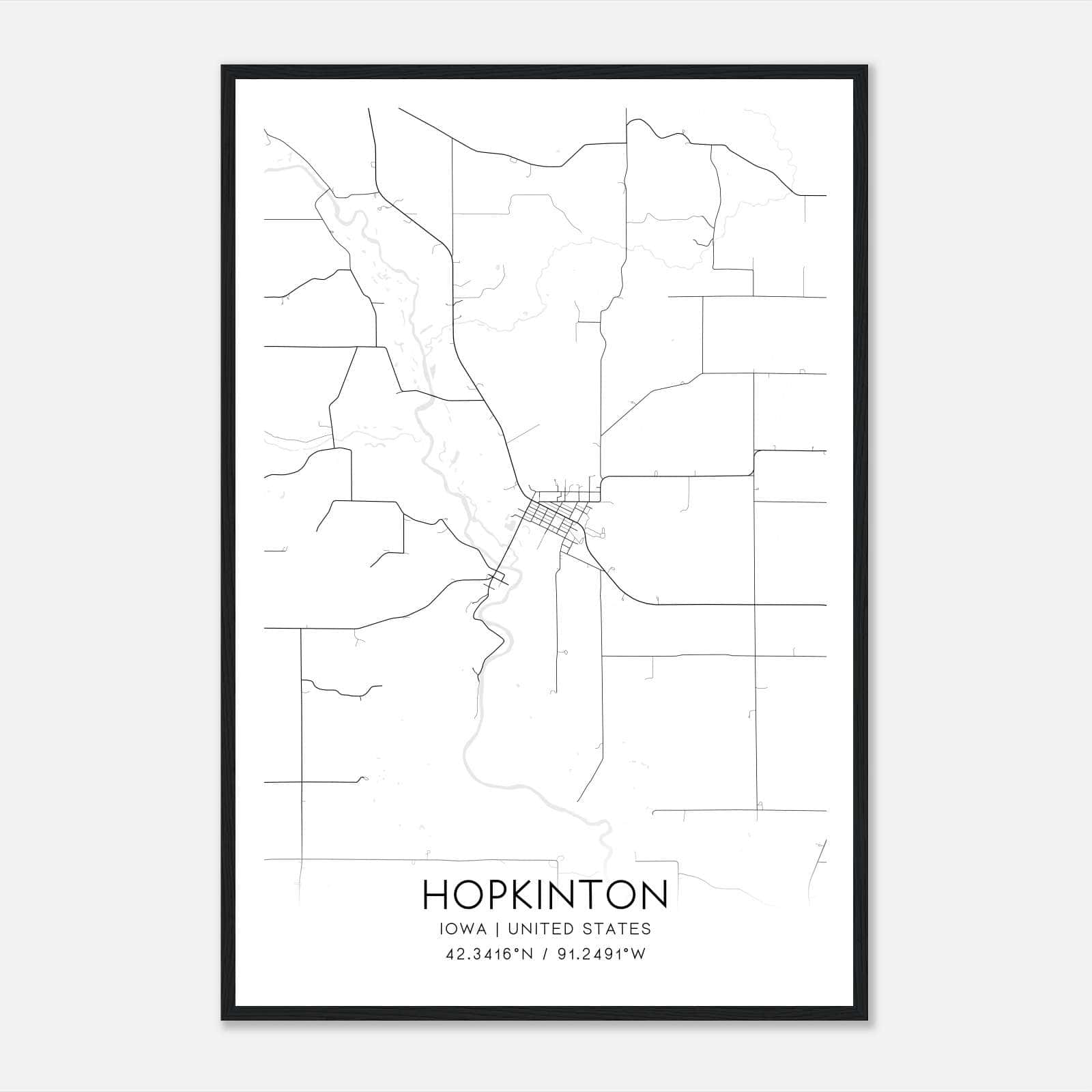 Hopkinton Iowa Map Poster, Modern Home Decor Wall Art Print Hopkinton Iowa Map Poster, Modern Home Decor Wall Art Print