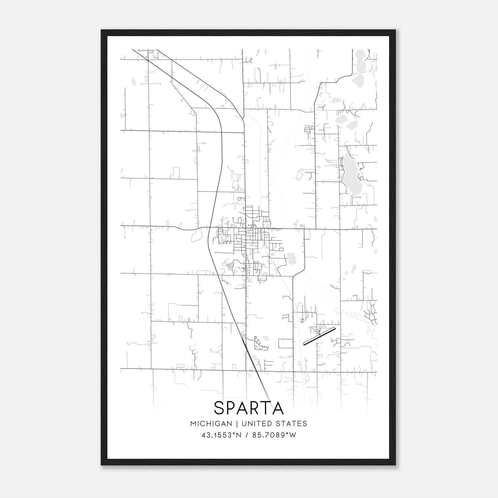 Sparta Michigan Map Poster, Modern Home Decor Wall Art Print Sparta Michigan Map Poster, Modern Home Decor Wall Art Print