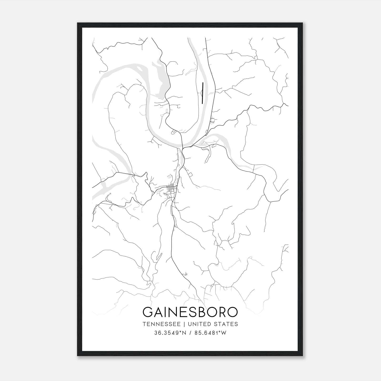 Gainesboro Tennessee Map Poster, Modern Home Decor Wall Art Print Gainesboro Tennessee Map Poster, Modern Home Decor Wall Art Print