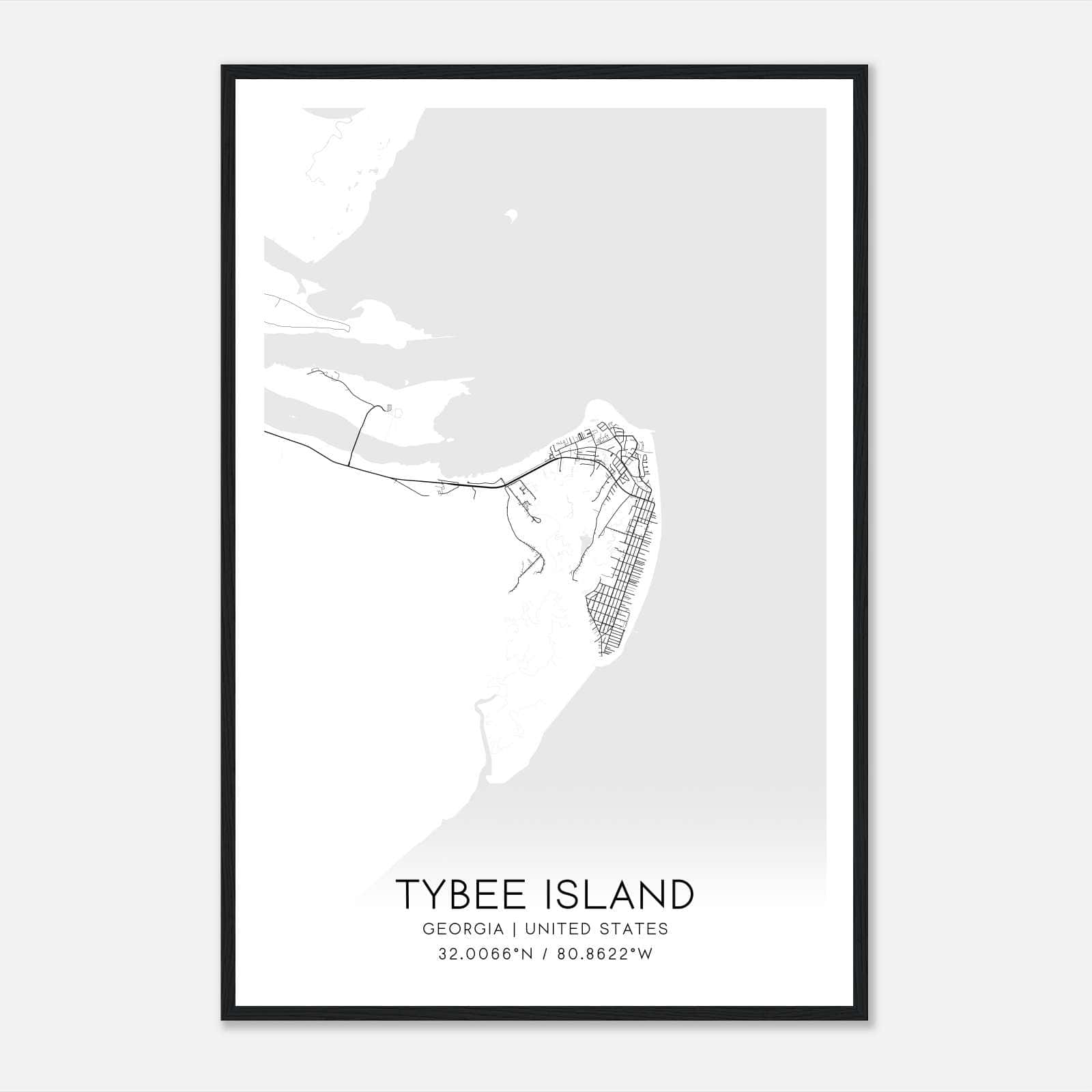 Tybee Island Georgia Map Poster, Modern Home Decor Wall Art Print Tybee Island Georgia Map Poster, Modern Home Decor Wall Art Print